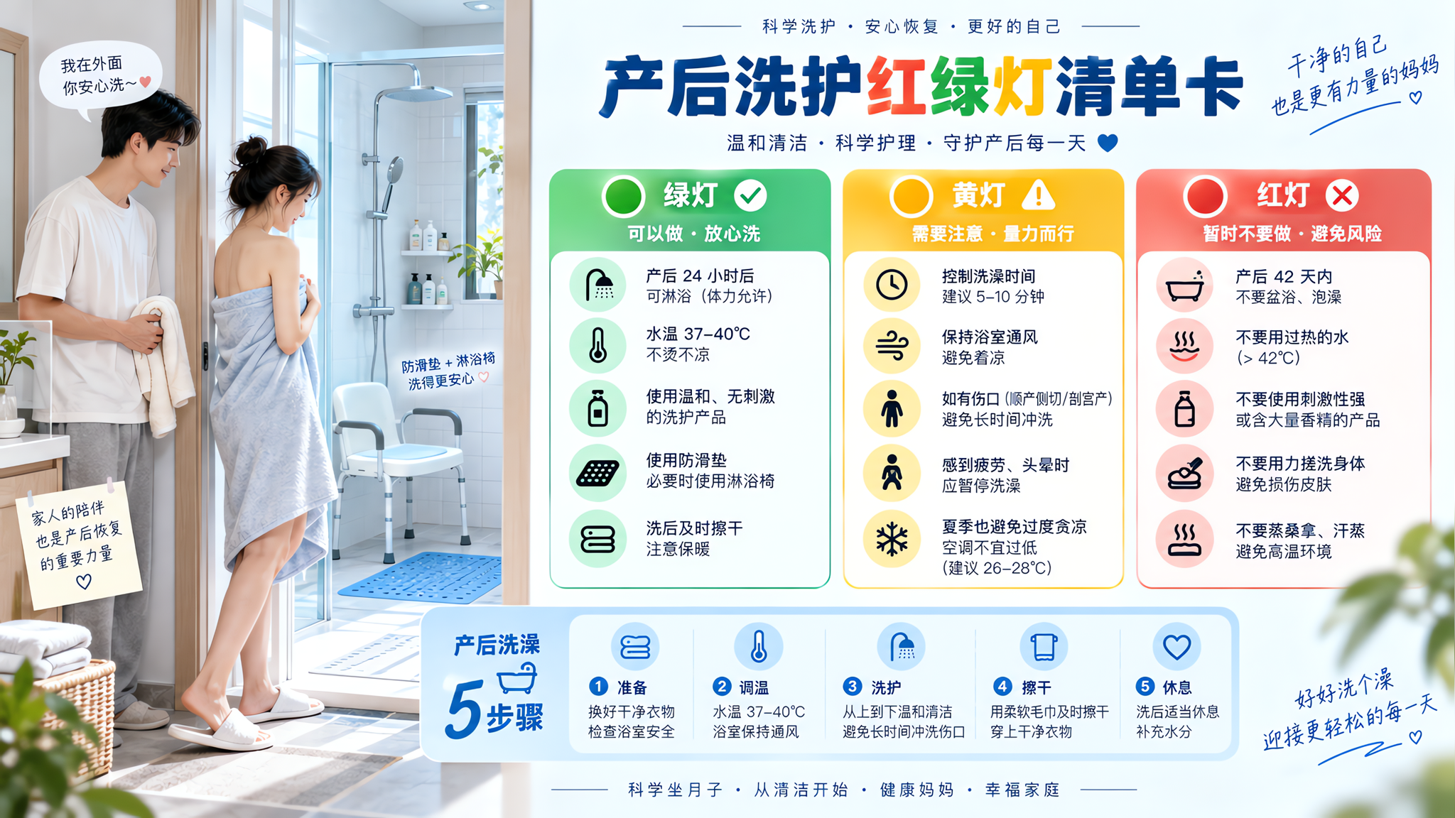产后第一周到底能不能洗澡？顺产剖宫产红绿灯