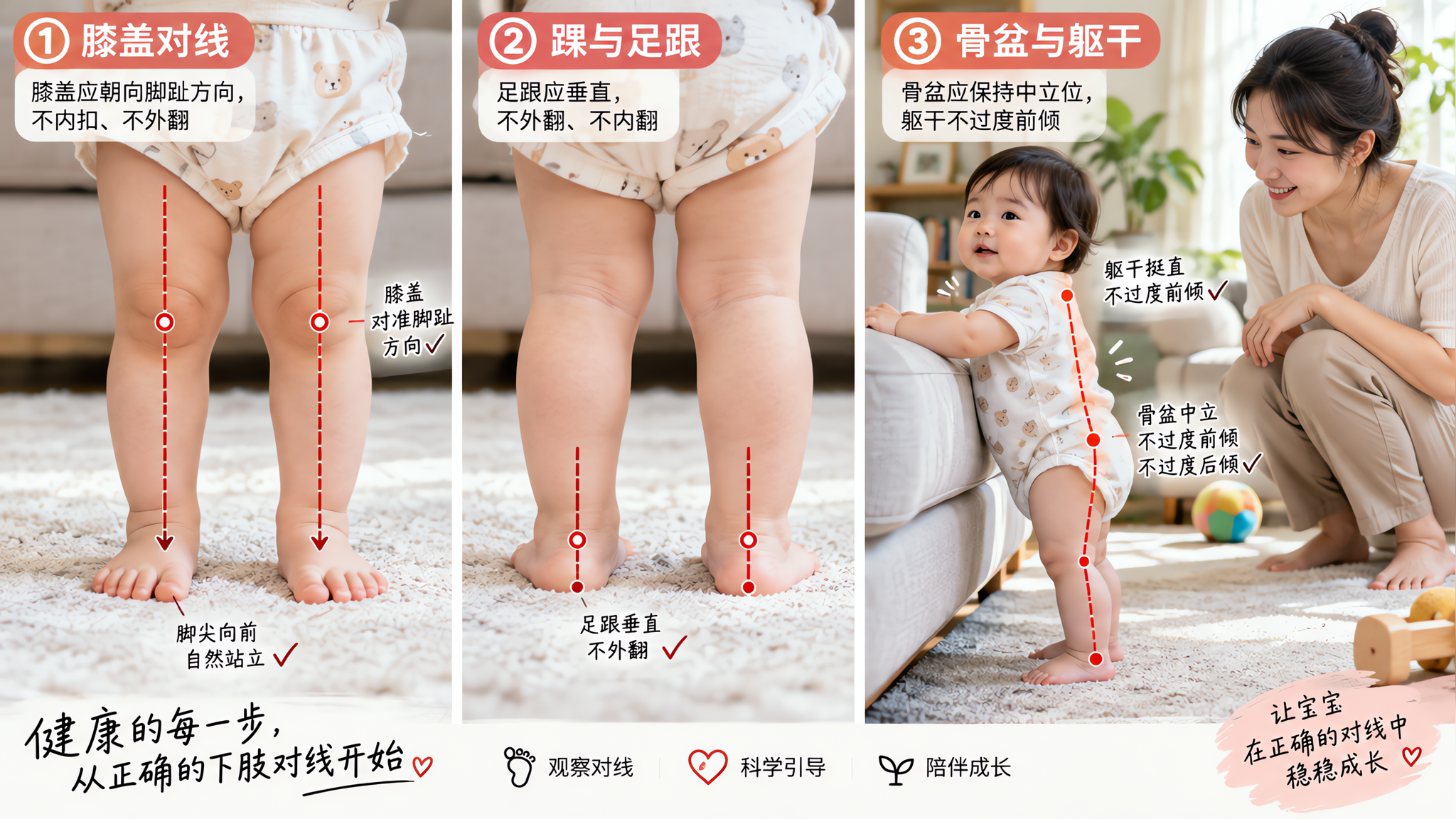 长辈总拉娃“练走”？先用3秒看膝踝对线