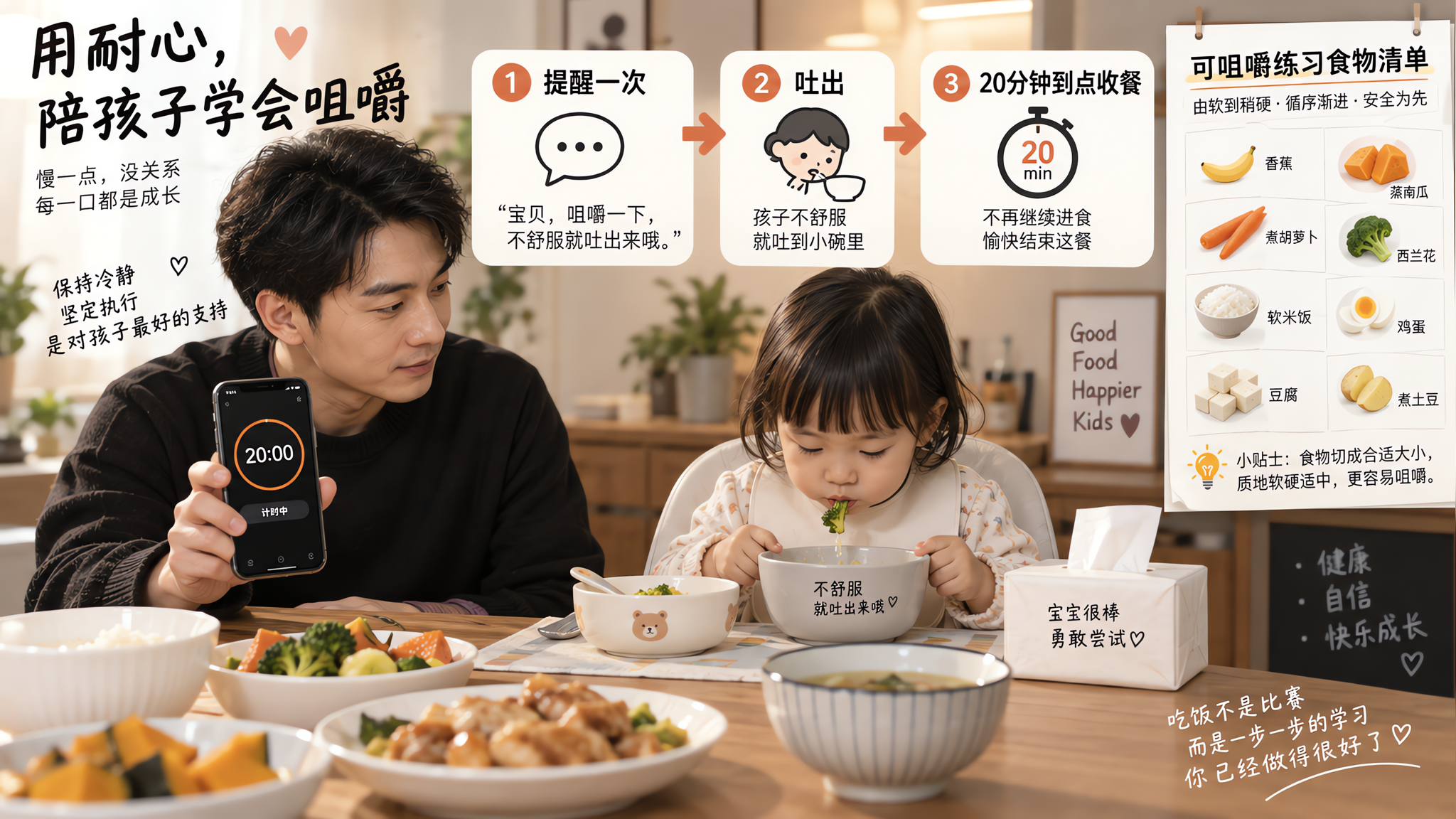 孩子含饭磨蹭？用20分钟规则把饭桌拉回正轨