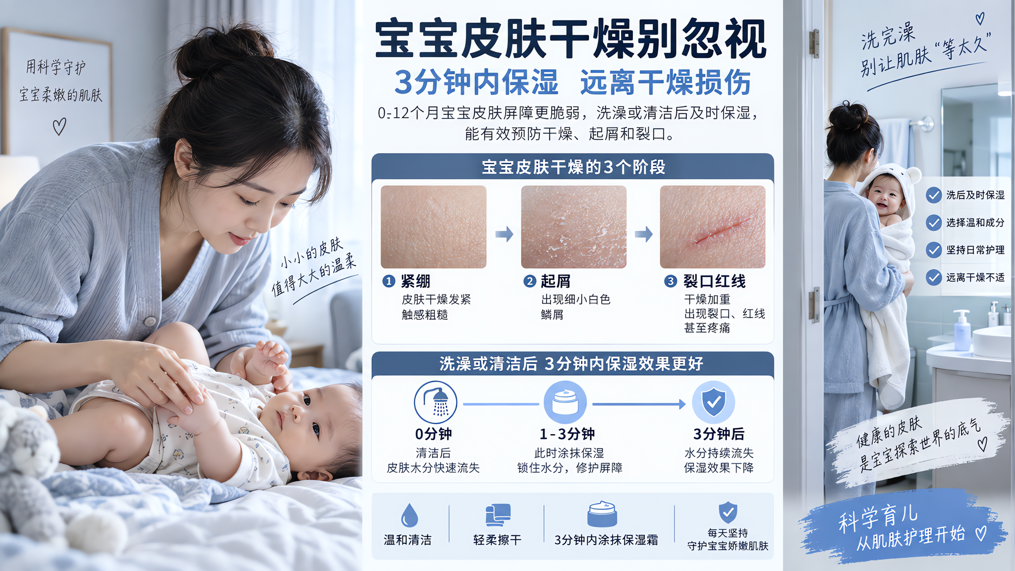 入秋空调一开宝宝皮肤变“砂纸”？3分钟保湿闭环别做错