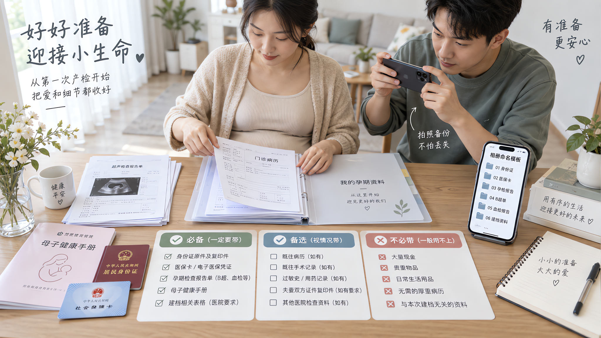 孕早期建档材料别再一团乱：三分法+随身文件夹一次搞定