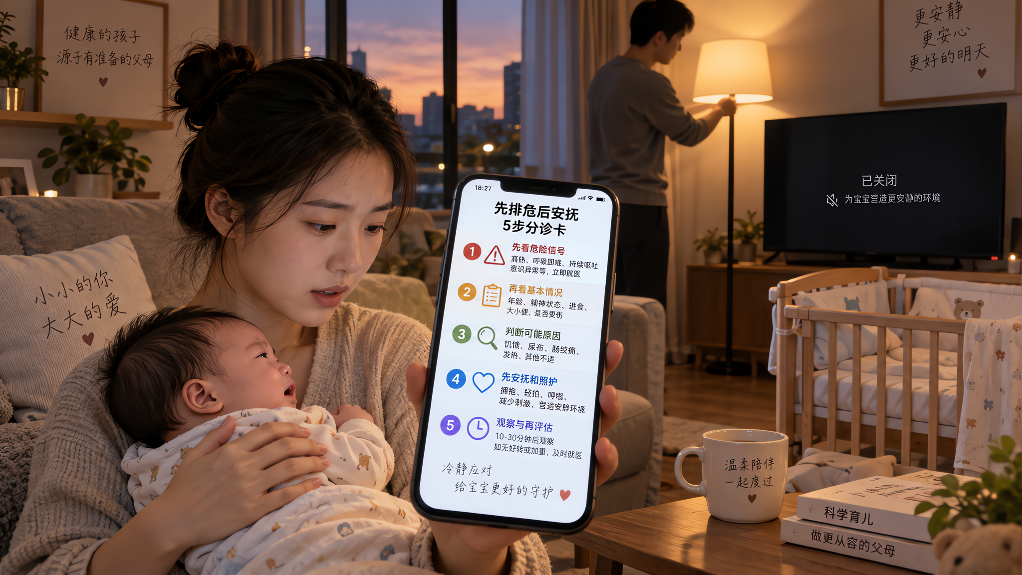 宝宝一到黄昏就爆哭：先排危后安抚的5步分诊卡