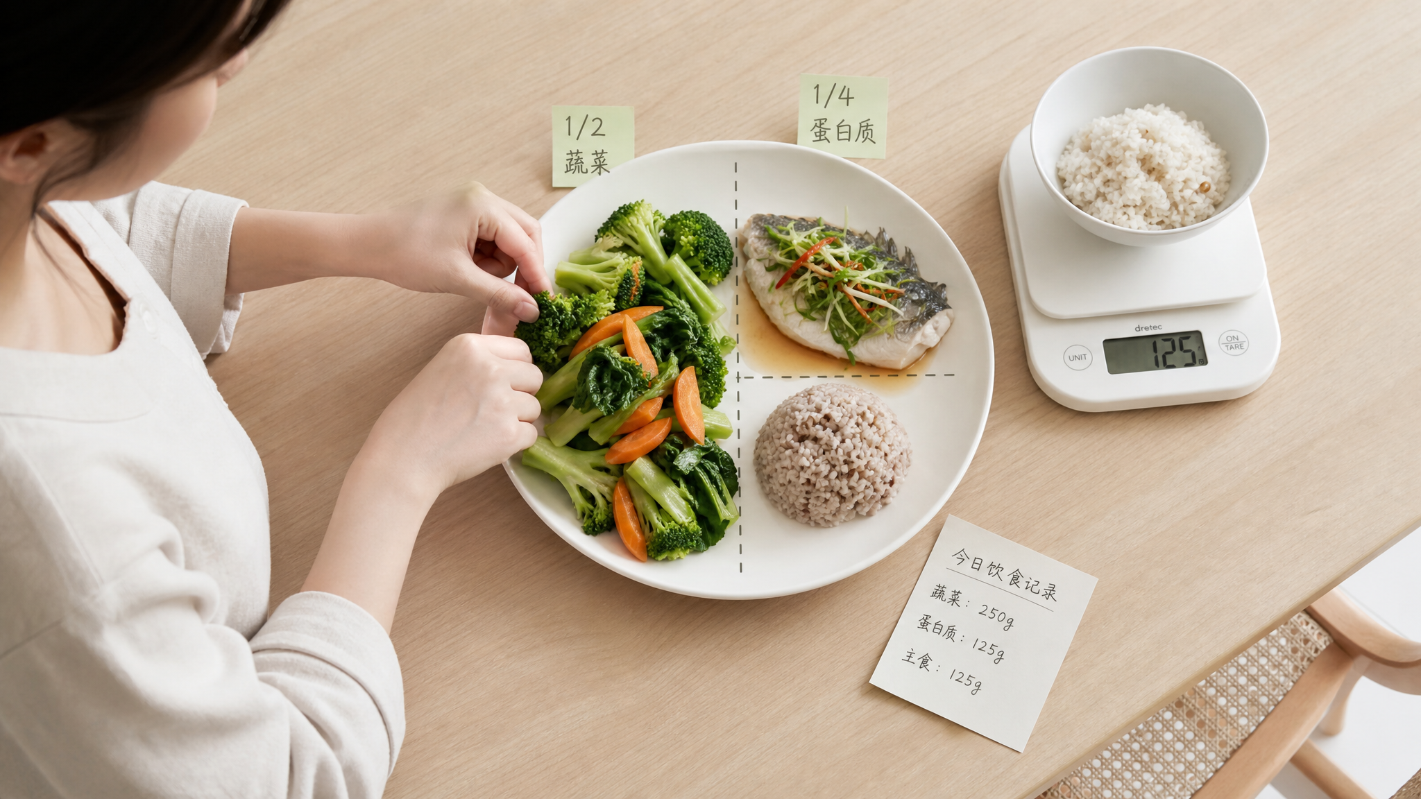 产后二调期闷热吃不下：一套清爽餐盘照着称重吃