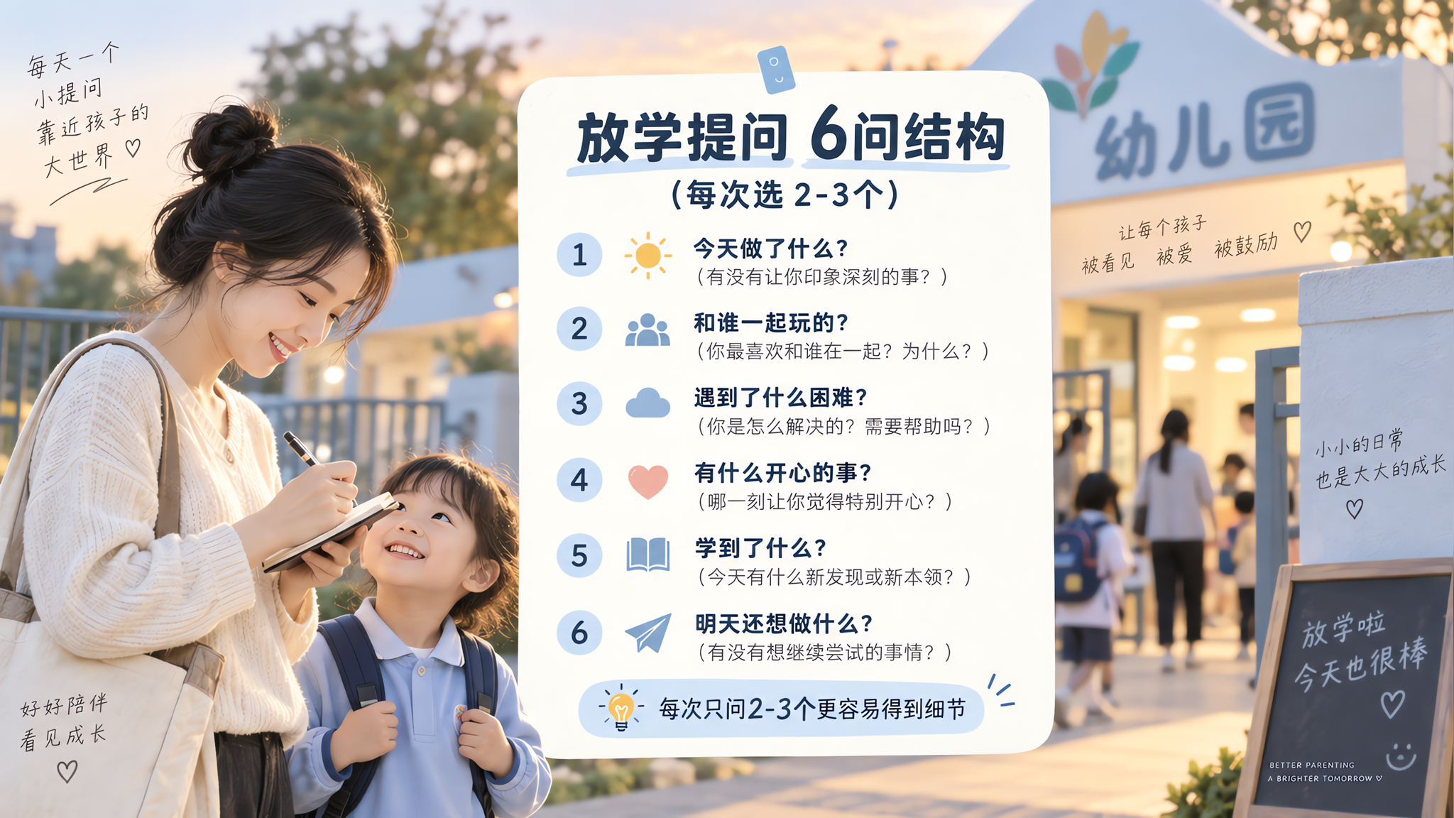 放学别再问“今天怎么样”：6个问题问到可行动信息