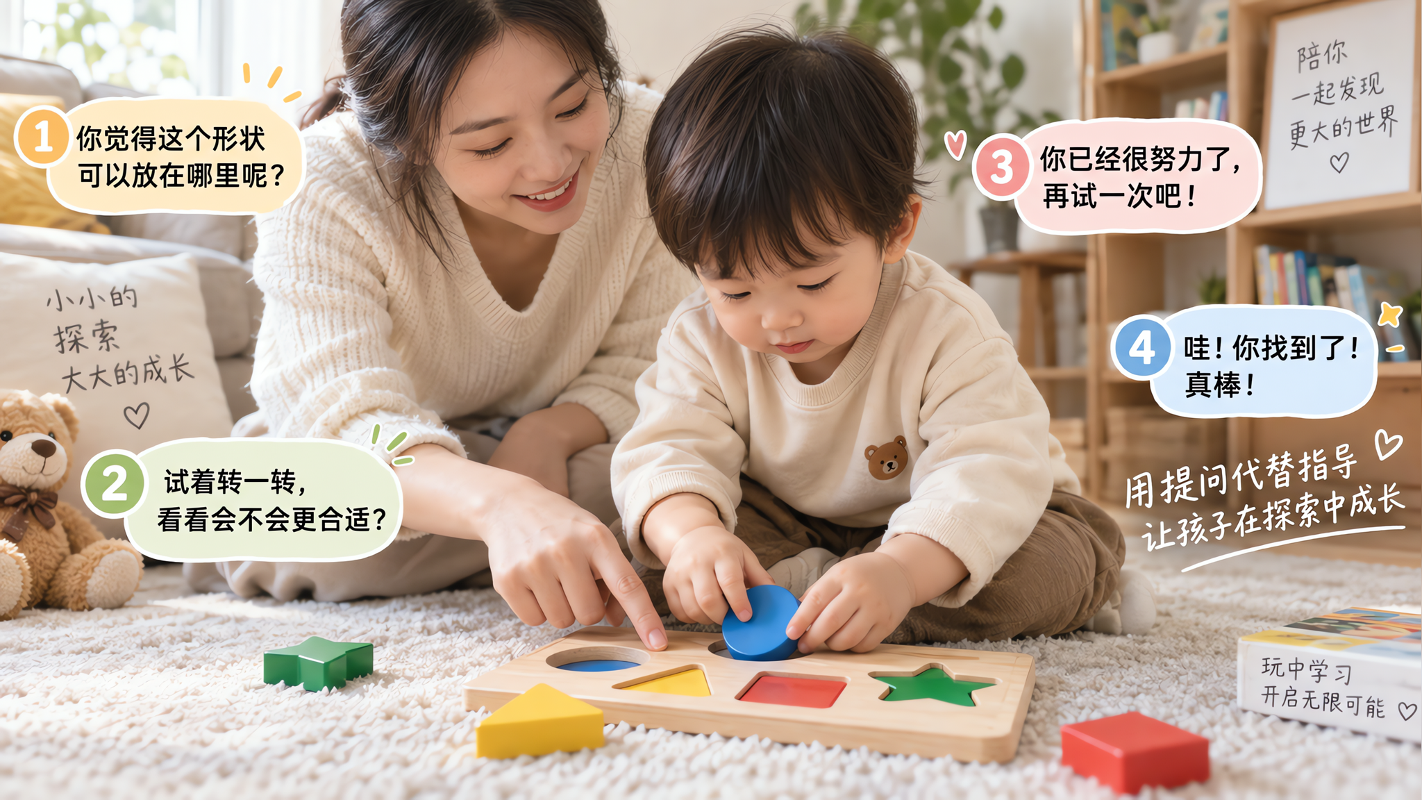 孩子拼图总卡住就发火？4句话让他学会转向和坚持