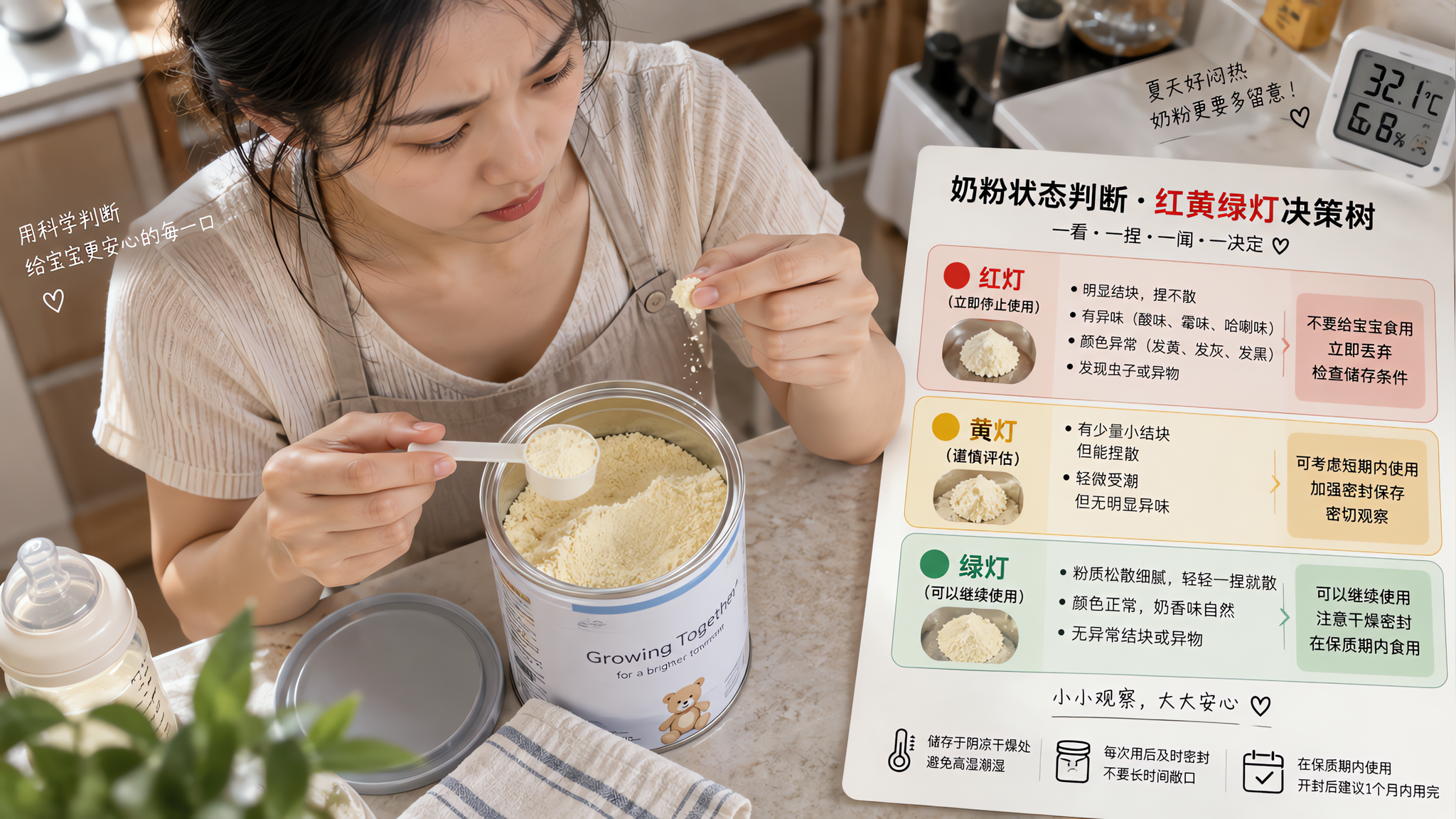 闷热天奶粉开封后还能喝吗 5步决策树
