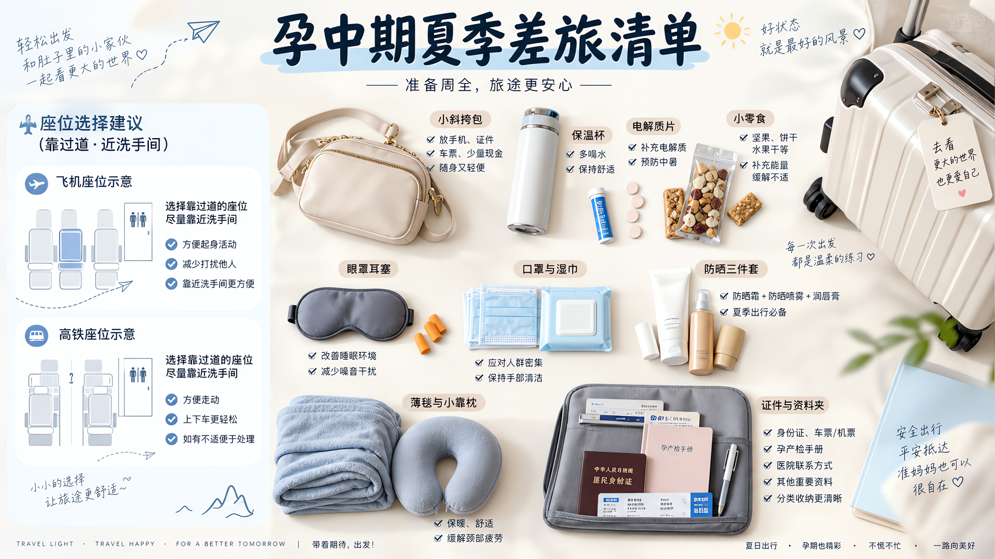 孕中期夏季差旅清单：选座减负控时不硬撑