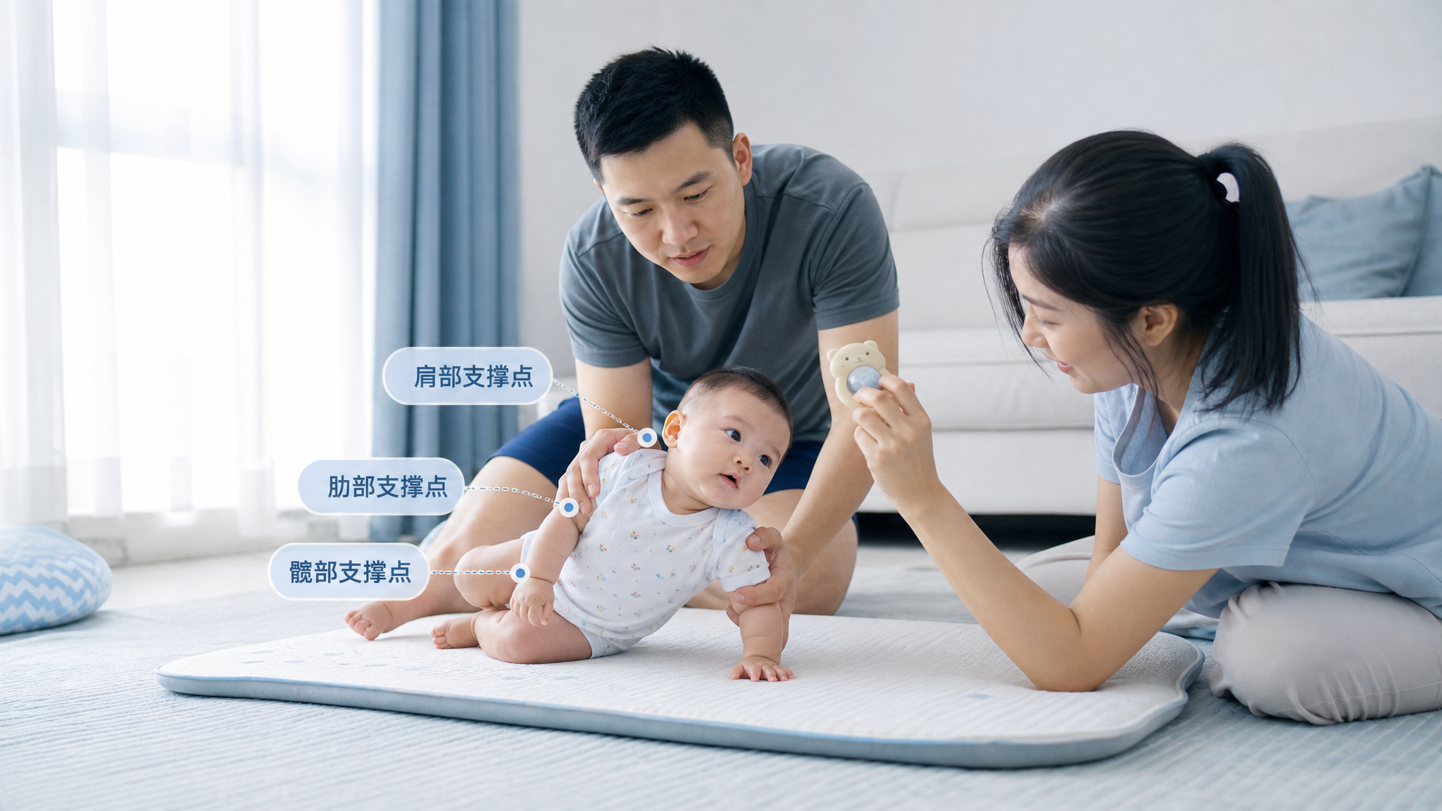 宝宝开空调还烦躁？3步降黏腻练转向翻滚
