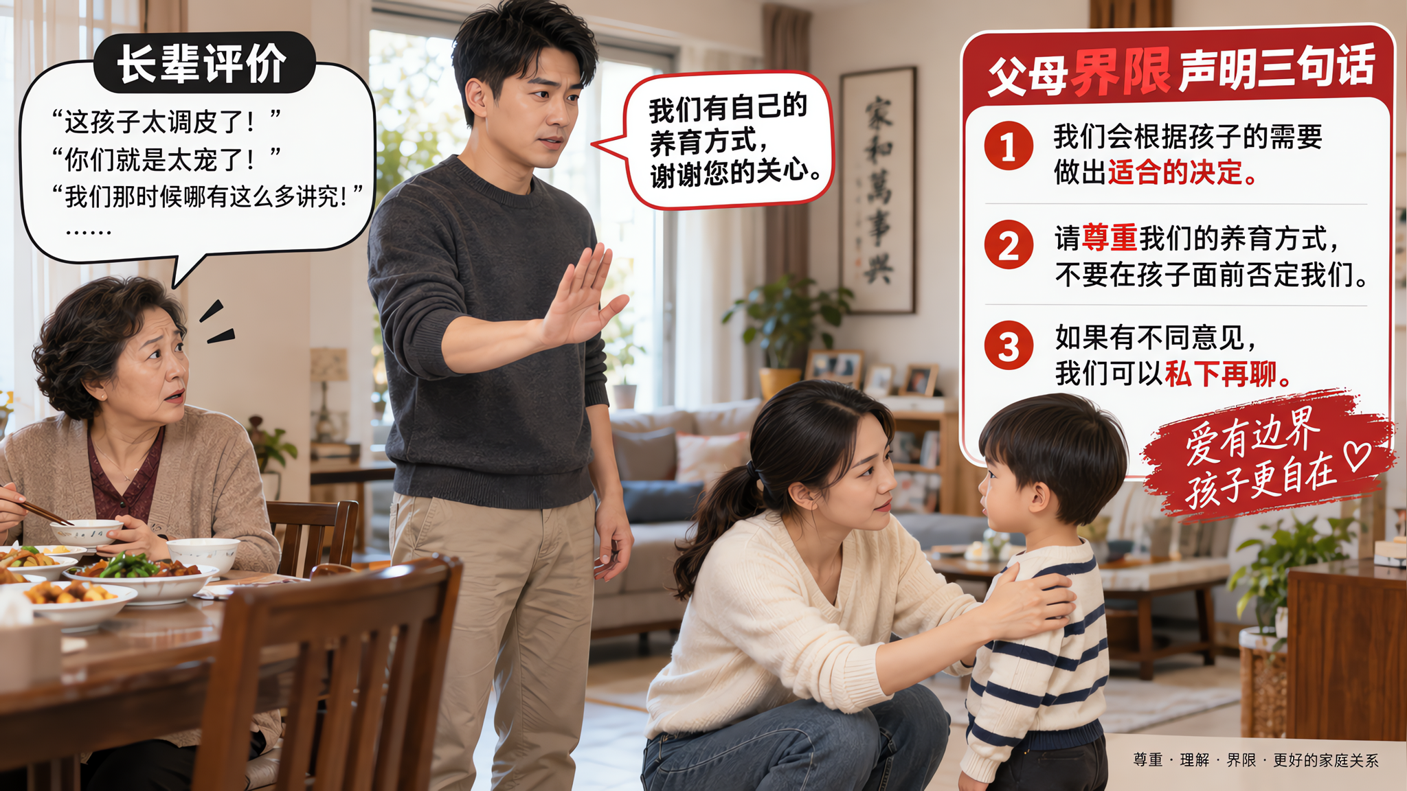 长辈说“没教养”别硬刚：三句话先把界限立住