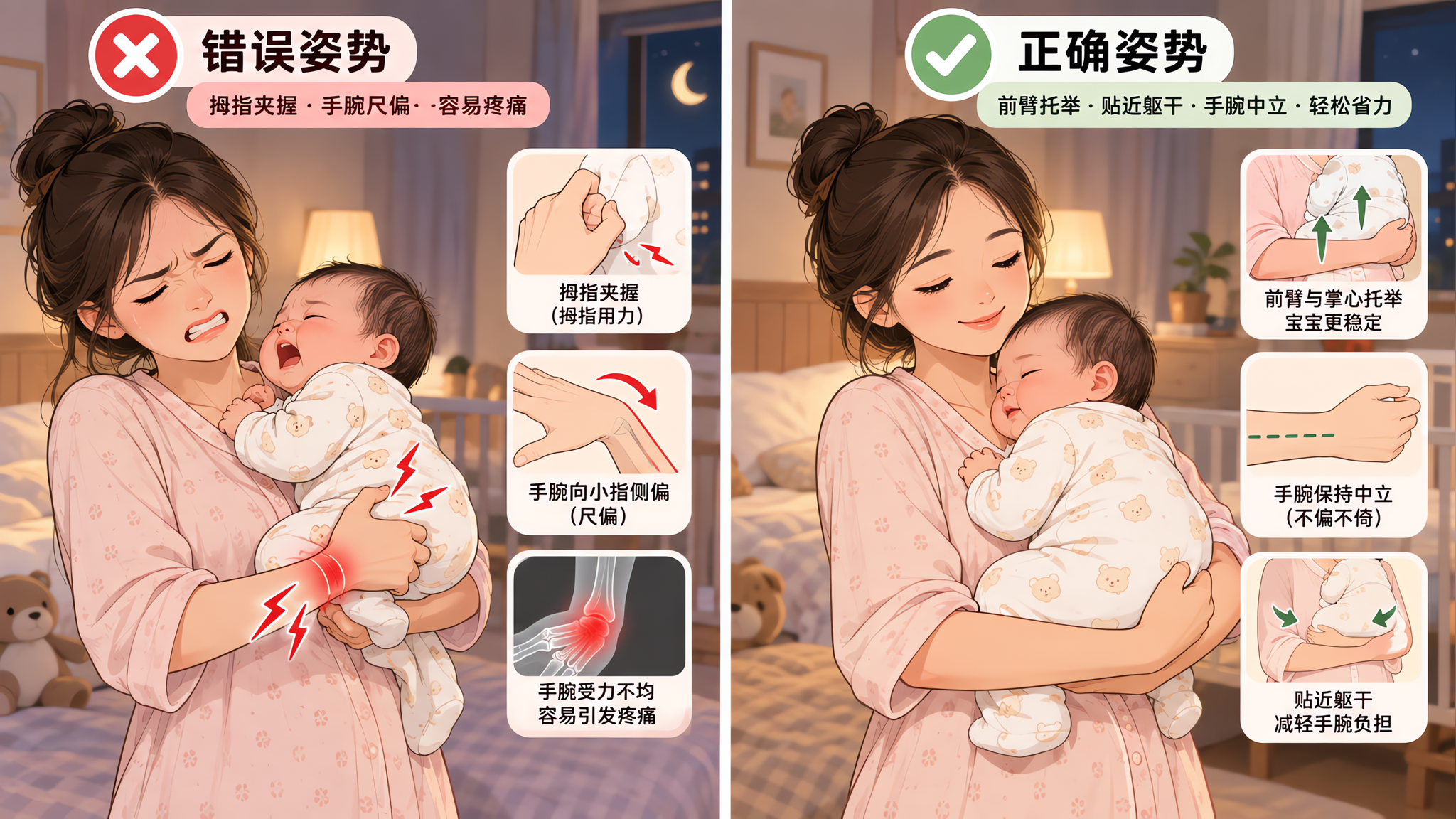 抱娃手腕像触电？把捏拎扭换成托靠贴
