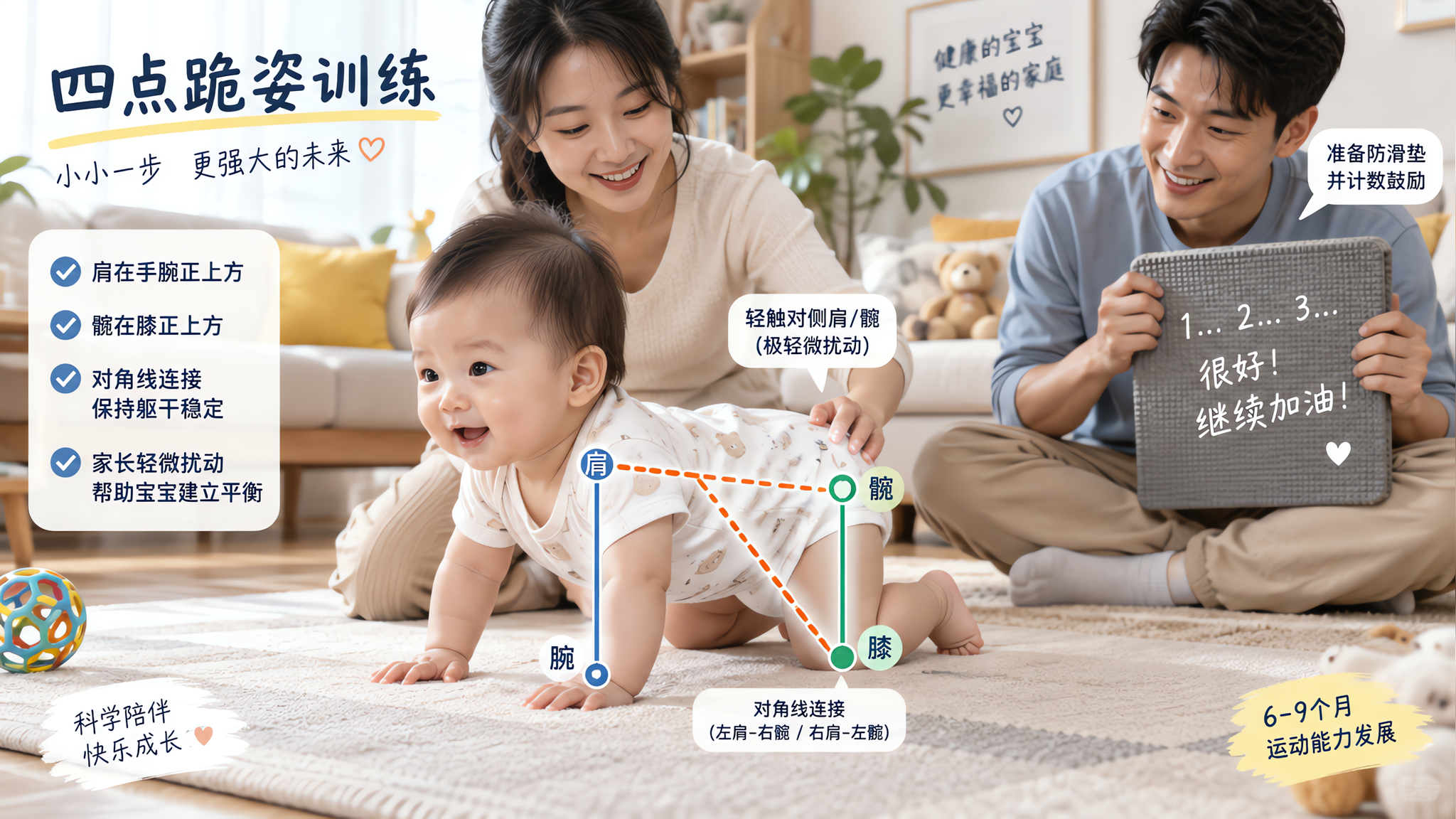 6-9月不往前爬：先练对角承重的3个动作