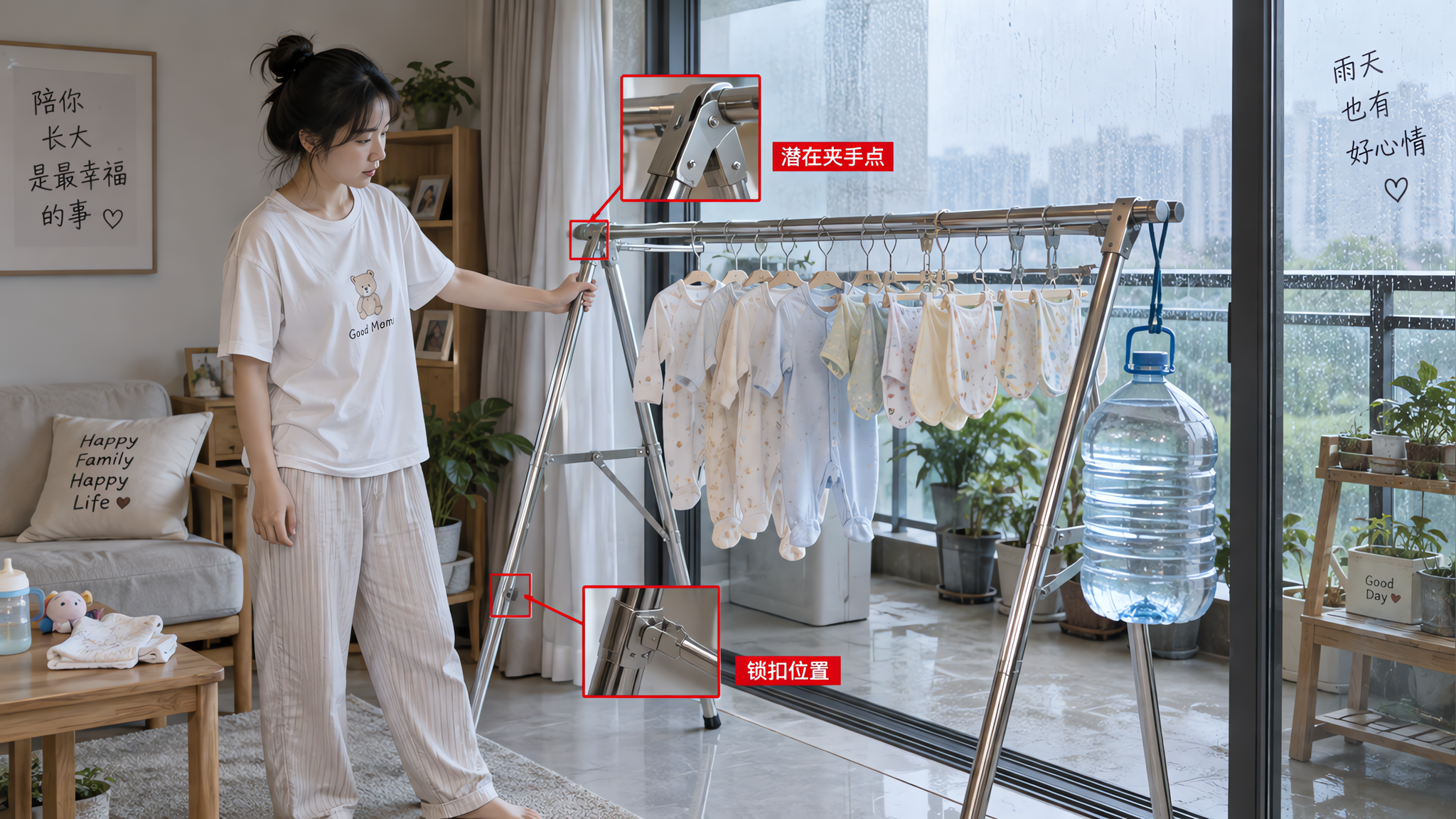 三伏天宝宝衣服晒不干？晾晒架先看这4项：稳、防锈、少味、不夹手