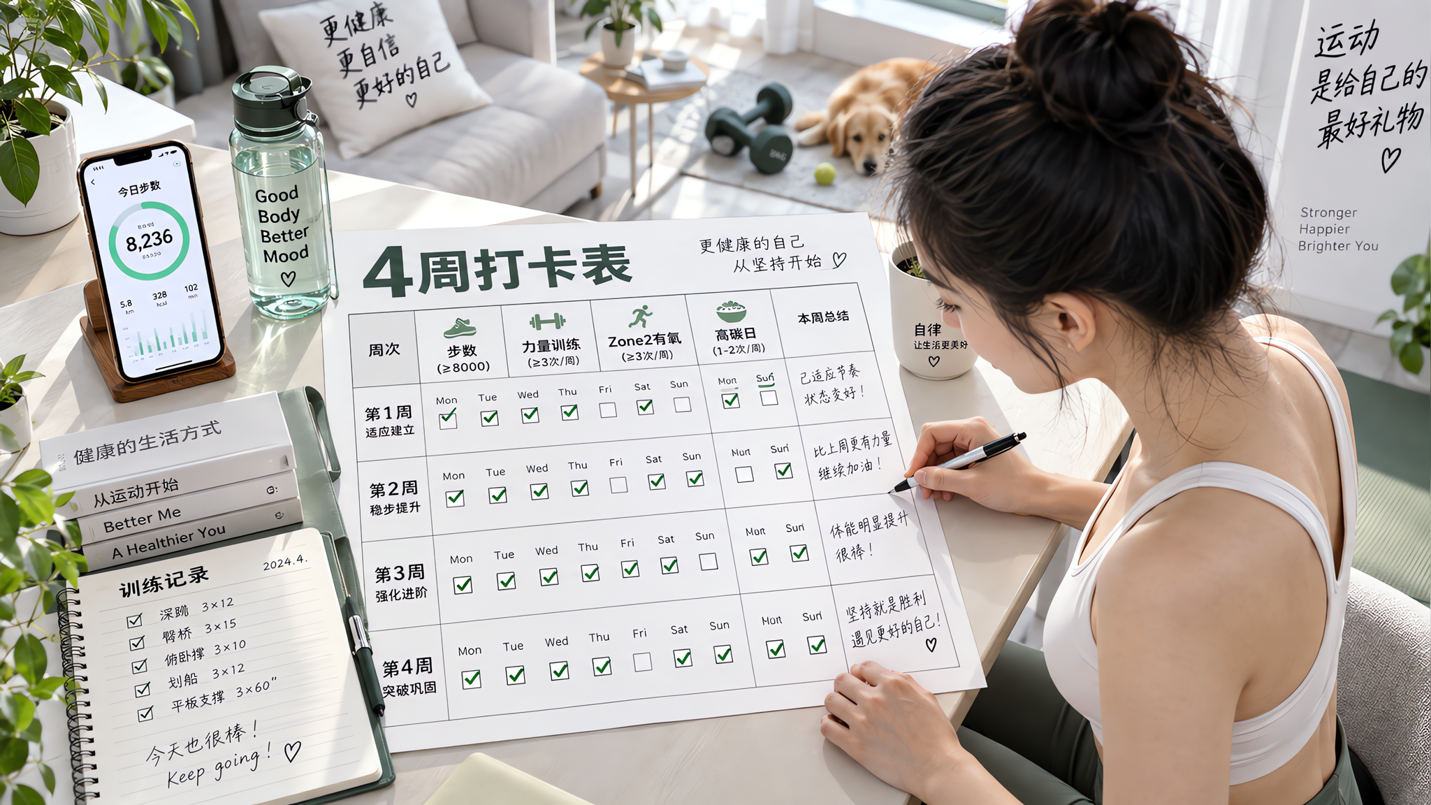 平台期别再硬减吃：4周用步数+力量递增破局