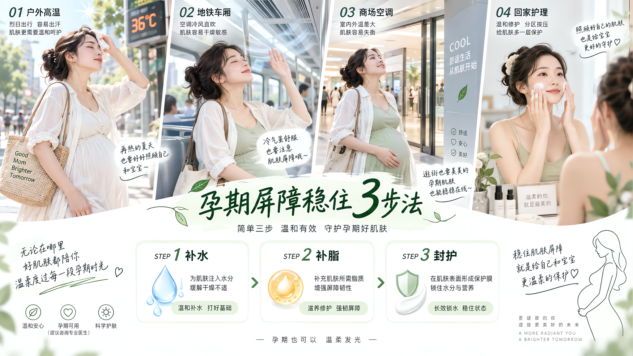 一进空调就刺痛泛红？孕期稳住屏障的3步法