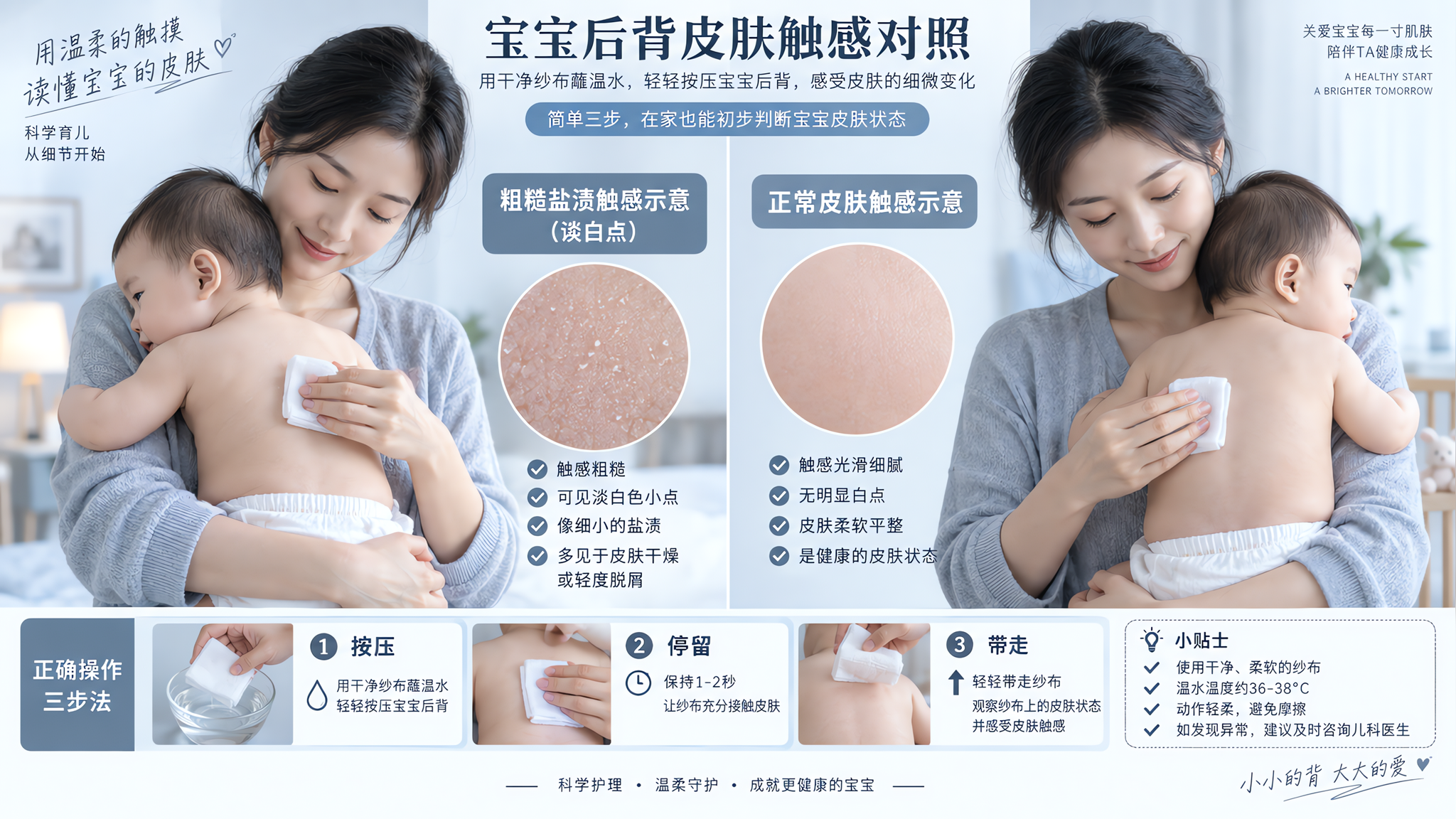 宝宝后背摸着一粒粒还泛白点？多半别猛搓