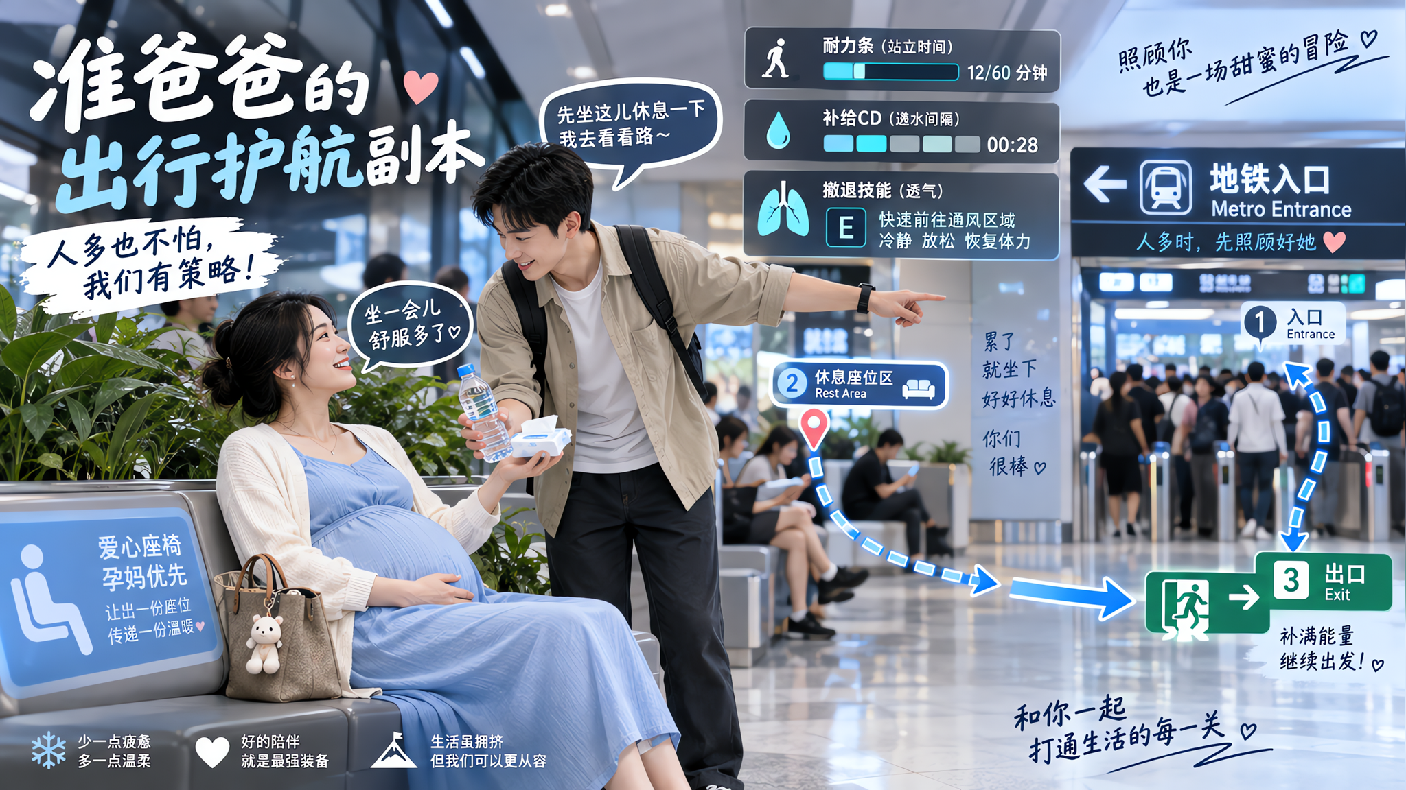 开学季人挤人 准爸控场三步让孕妈少站少闷