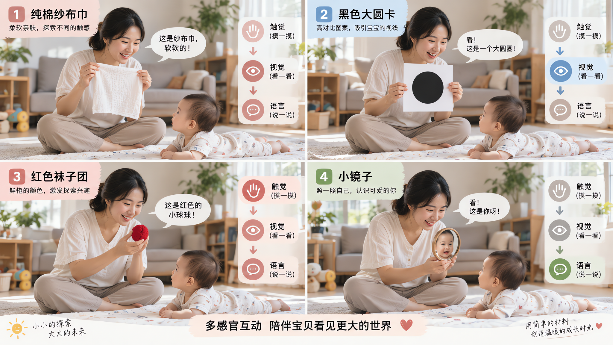 别再堆玩具了：4种免费材料做感官组合