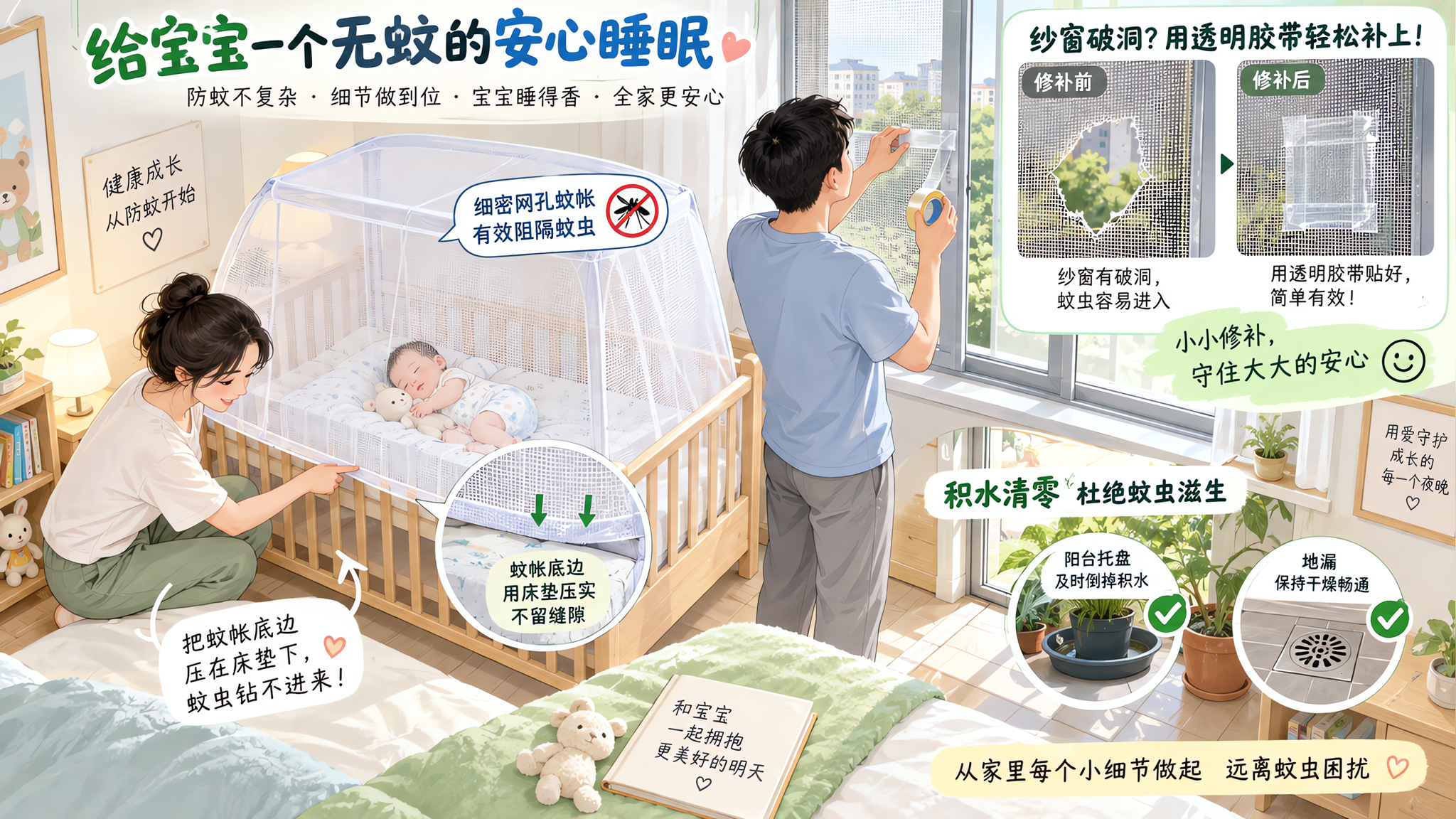 小月龄宝宝防蚊别急着抹：一套物理隔离到警戒线