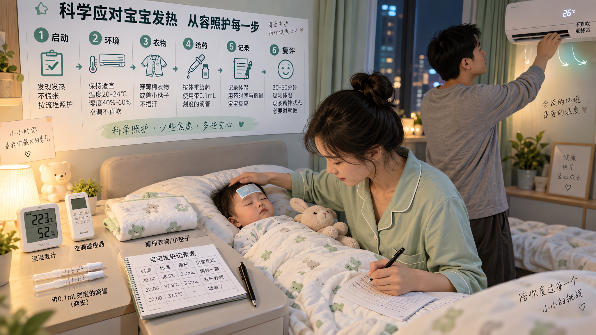半夜娃发烧别靠临场发挥：四件套SOP稳住全家
