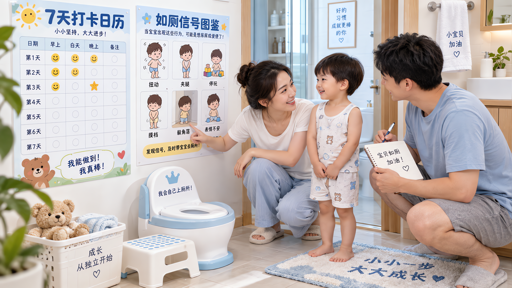 夏天脱尿不湿别硬扛：7天建立如厕流程