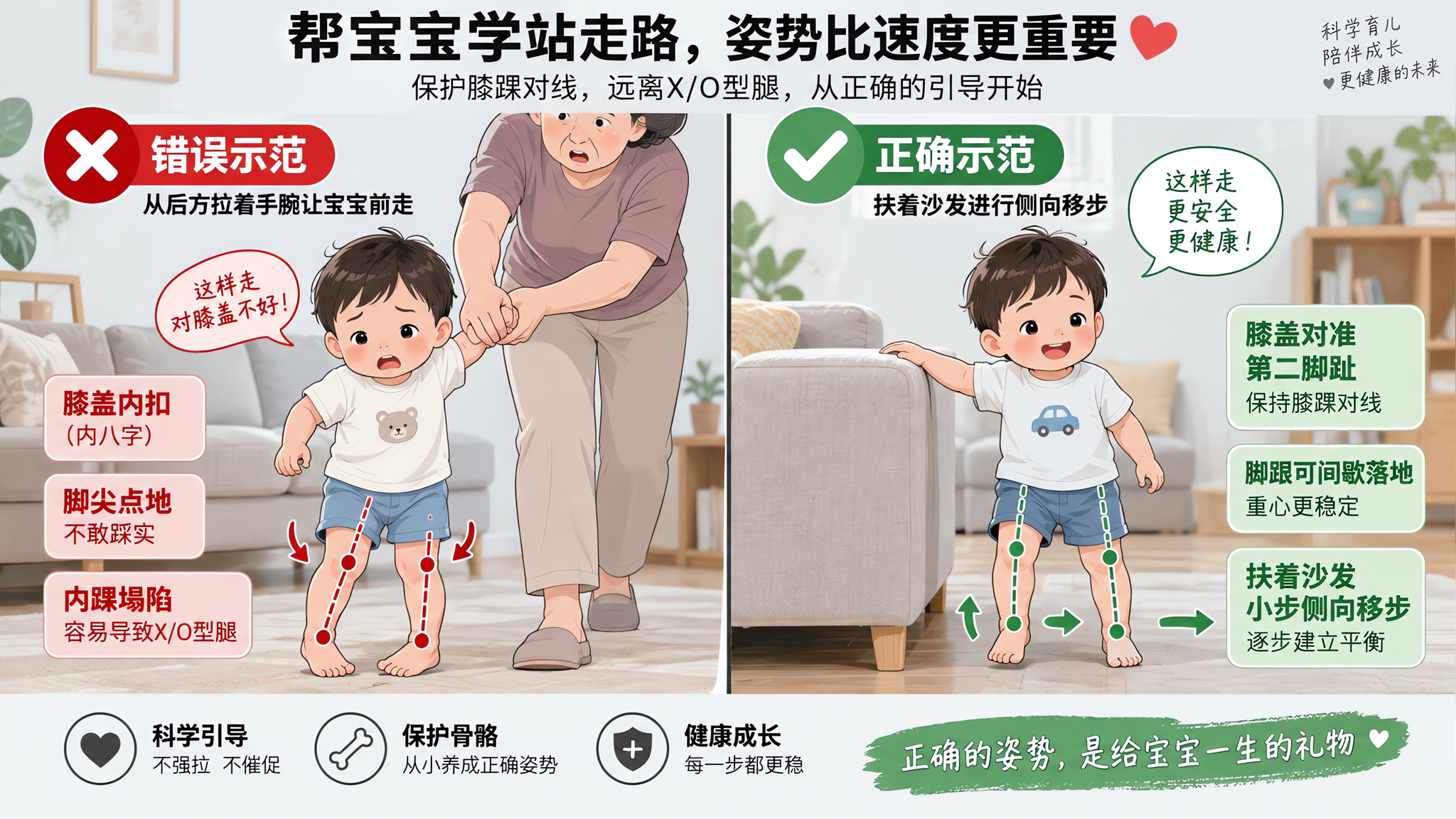 长辈总拉娃站和走？先做5秒膝踝对线检查