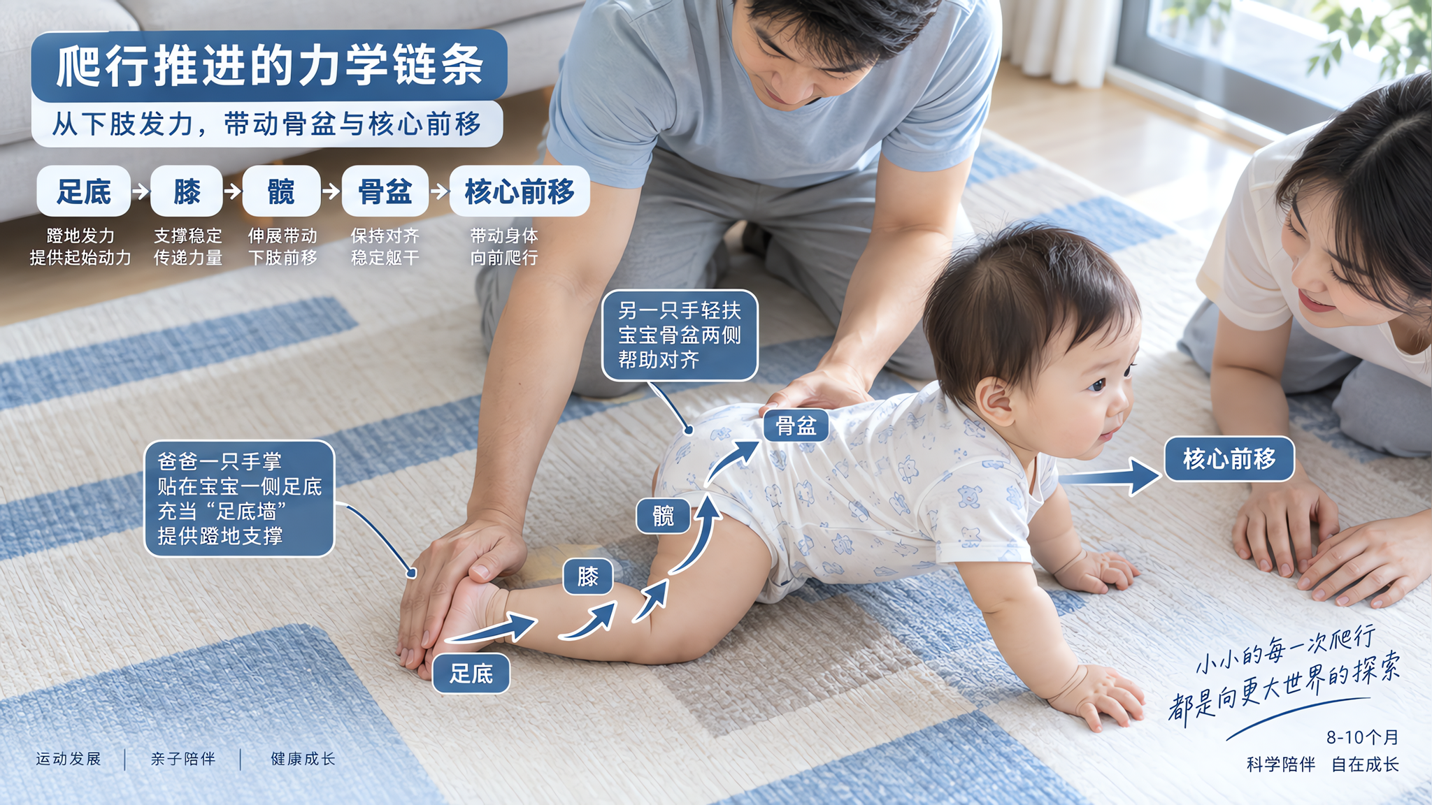 宝宝想爬却总打滑？先补足底反推和骨盆对齐