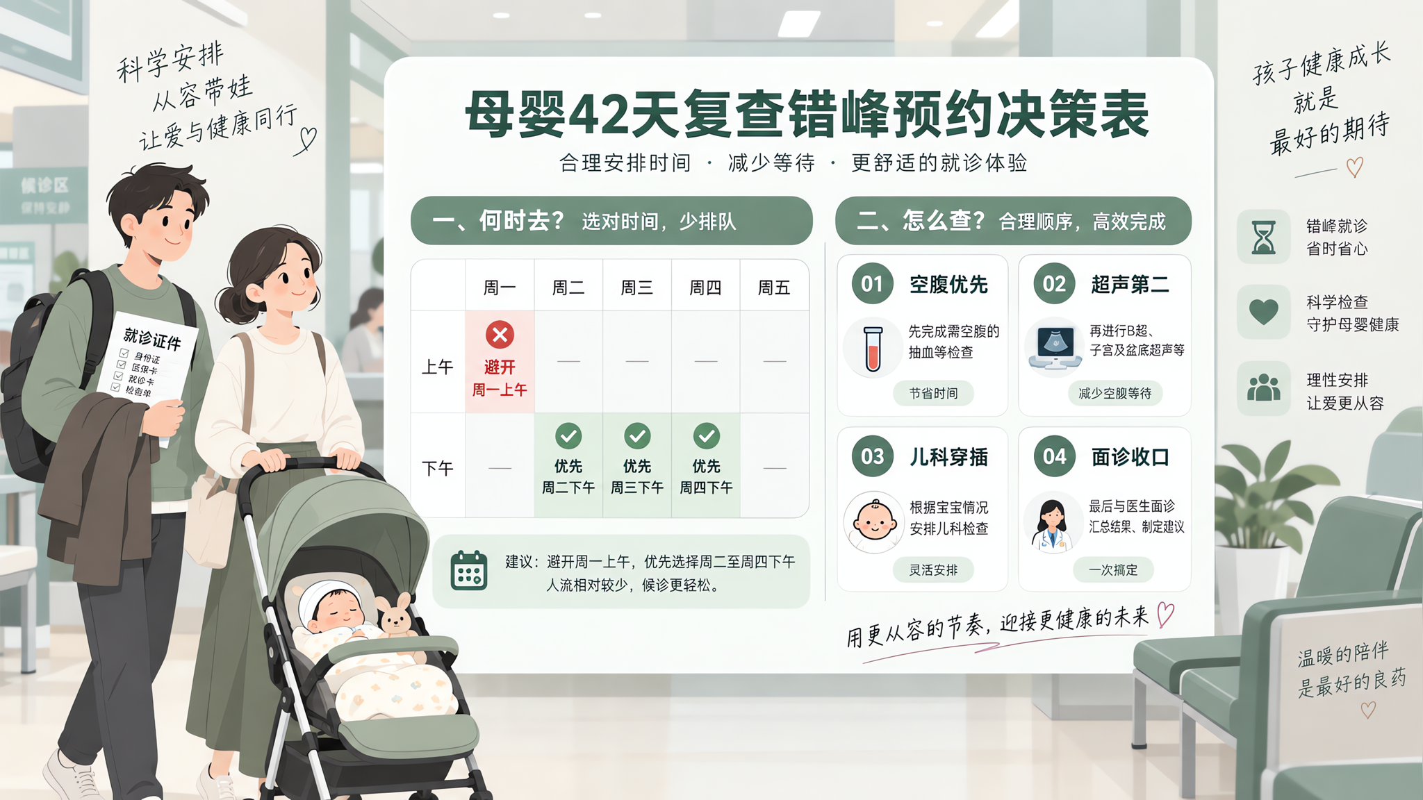 产后42天复查别挤周一上午：错峰预约决策表