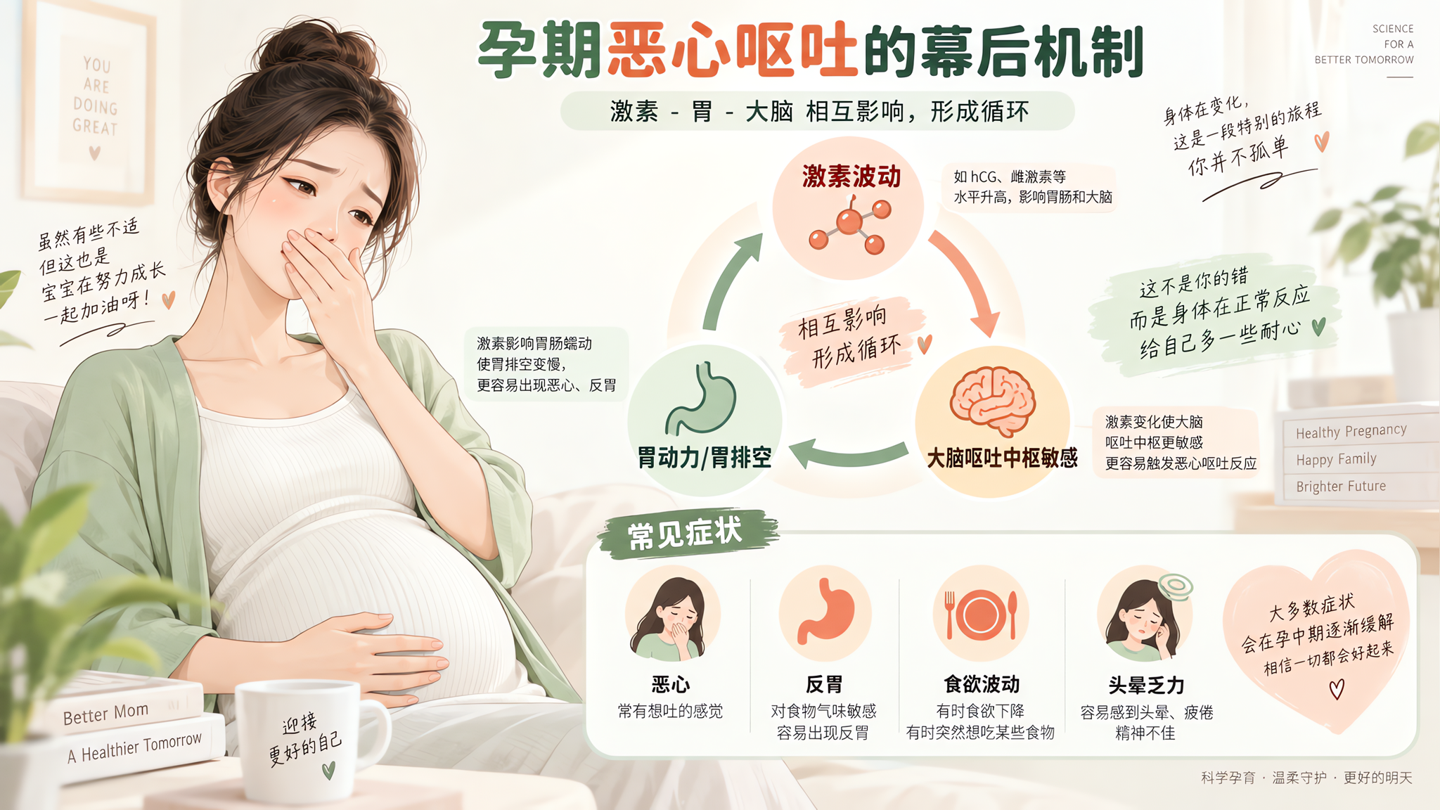 早孕恶心为什么忽好忽坏？关键在激素-胃-大脑