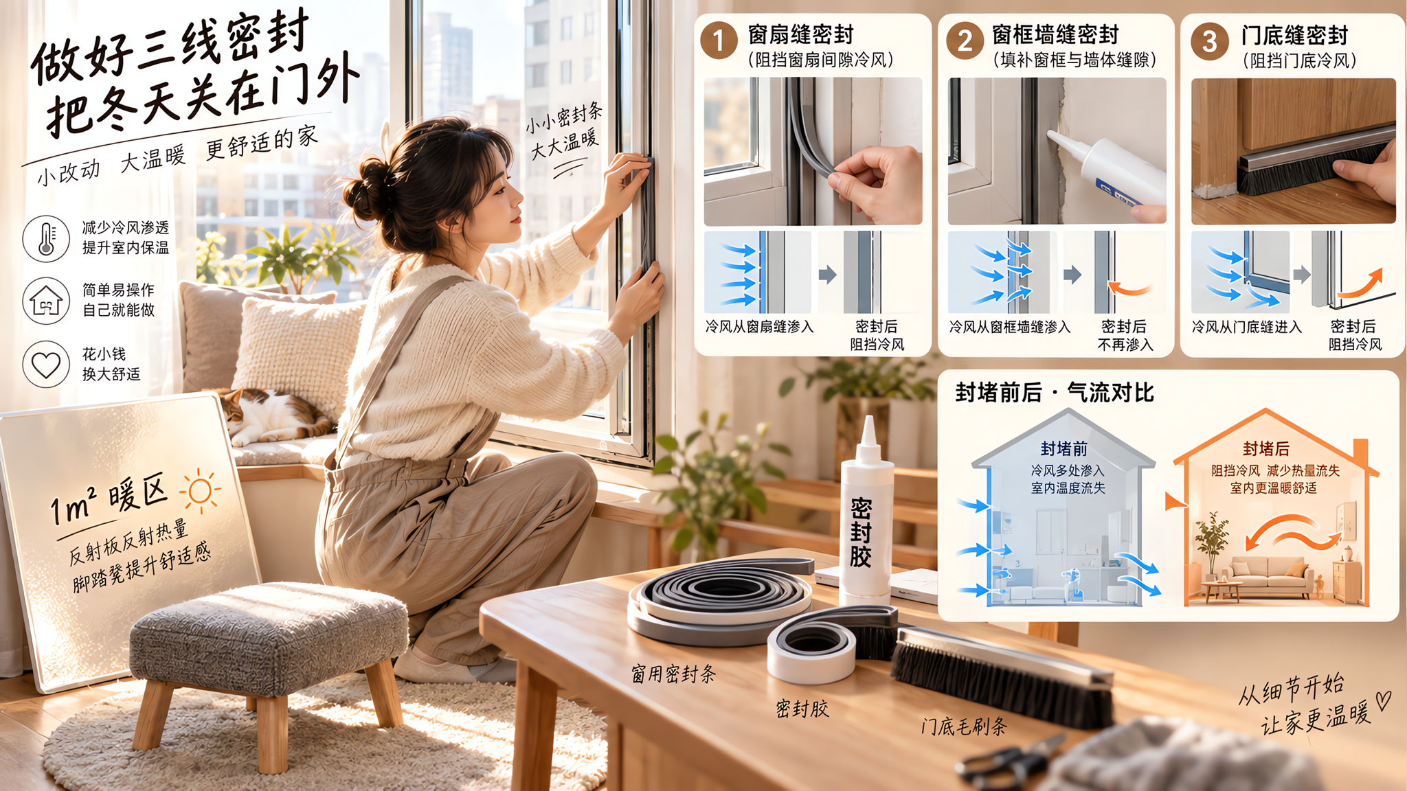 窗边冷不是没开暖气：3条密封线救回最暖1㎡