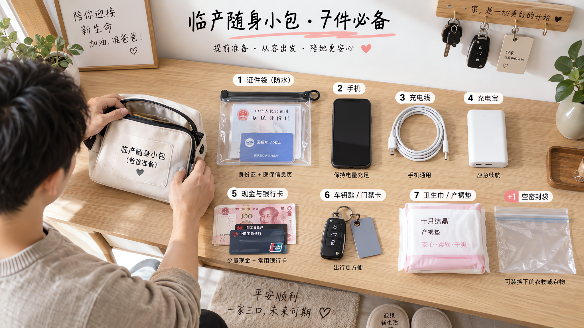 临产突发去医院别翻箱倒柜：门口随身小包7件套