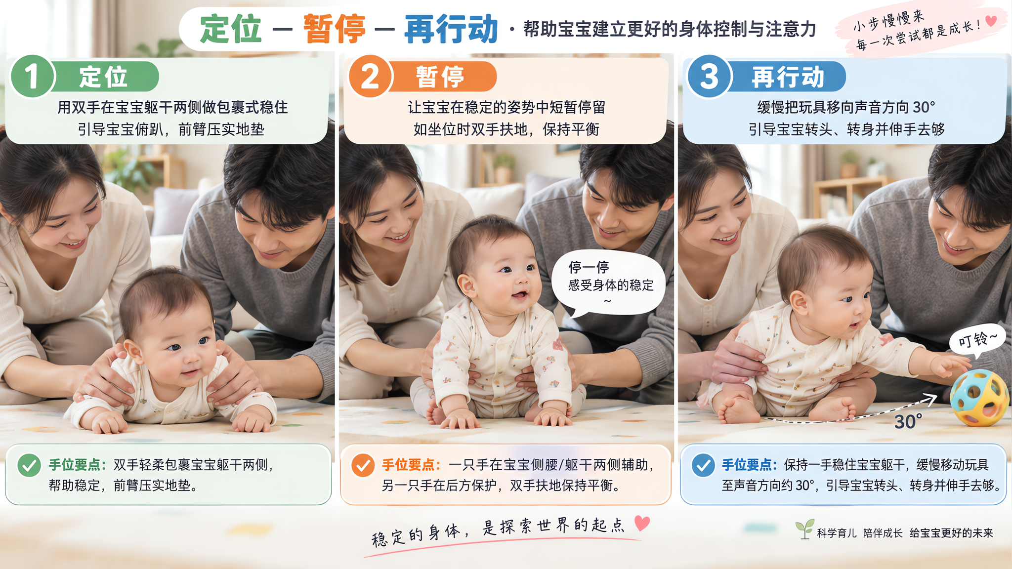 宝宝一被巨响吓到就“散架”？用3步练出稳住反应