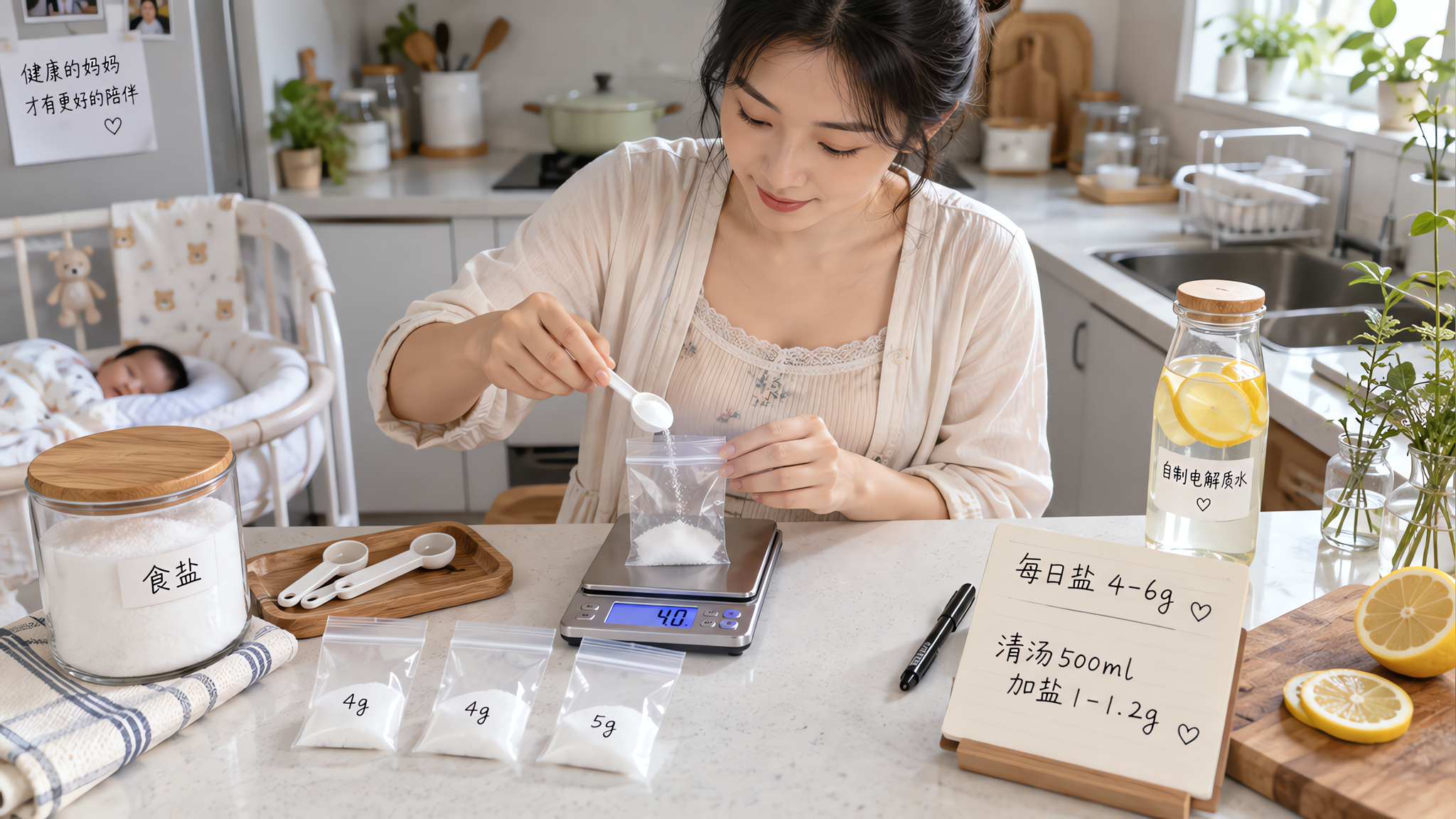 产后大汗还无盐？4–6g控盐表照着做