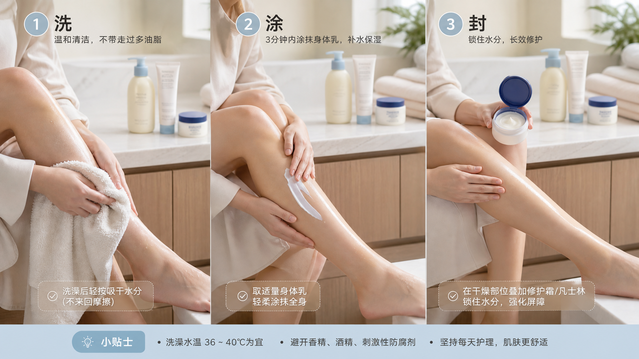 孕期干燥脱屑发痒：洗+涂+封三步闭环