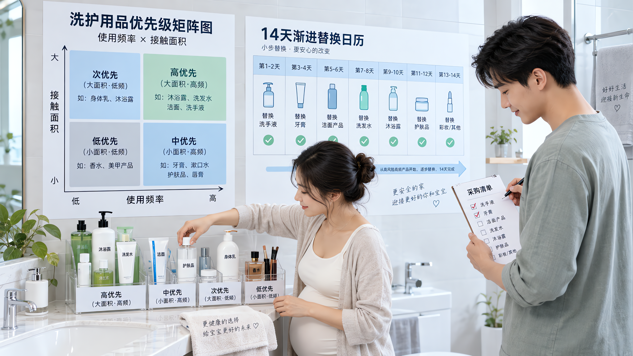 孕期洗护别一刀切：用接触频率排优先级，14天换得省钱又安心