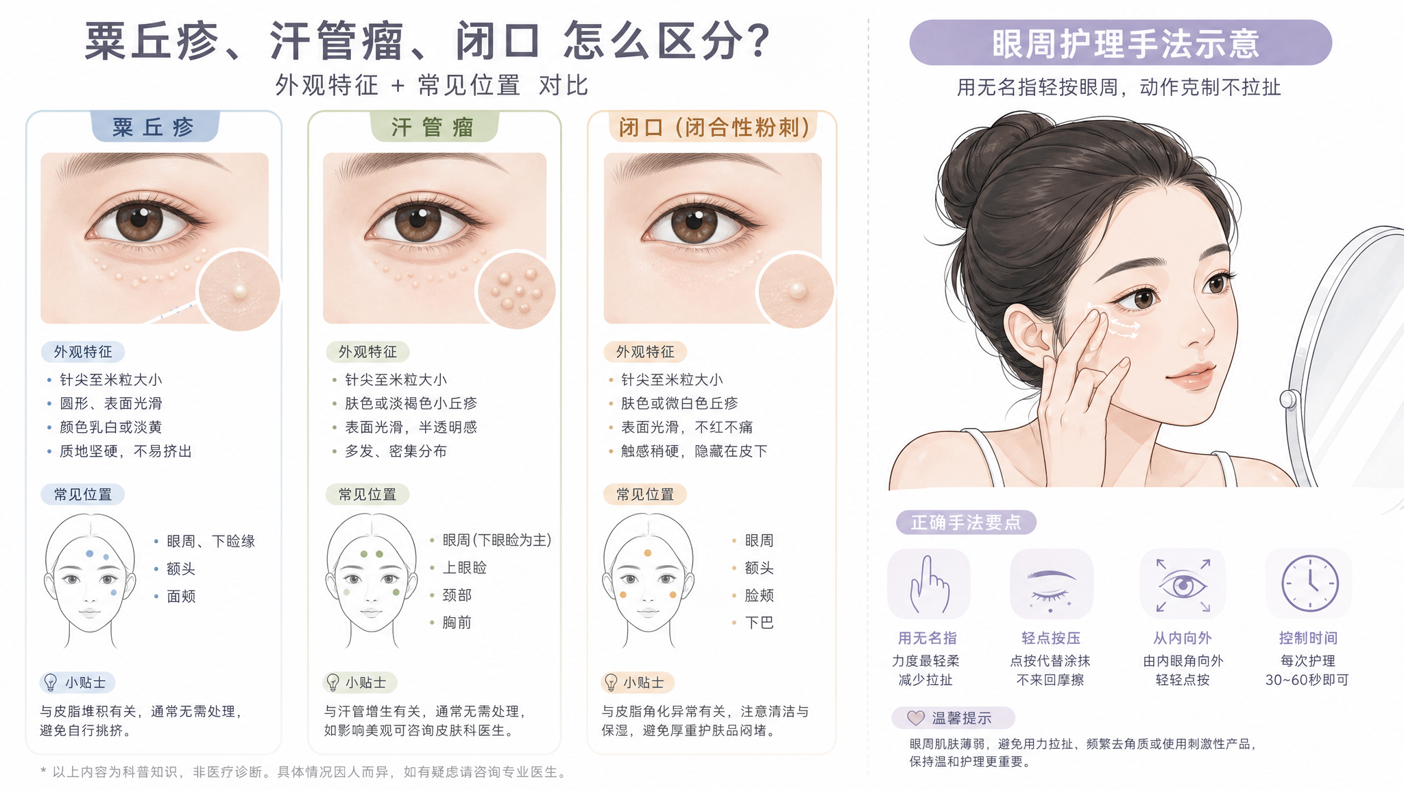 眼周小颗粒别乱换眼霜：先分清3种再处理