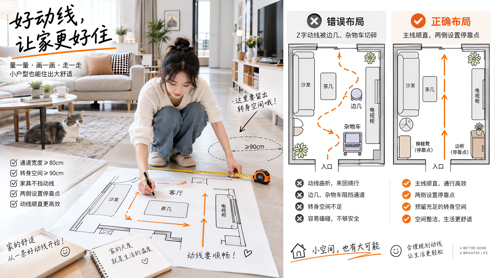 家里越收拾越堵？用1条主线重排家具就顺了