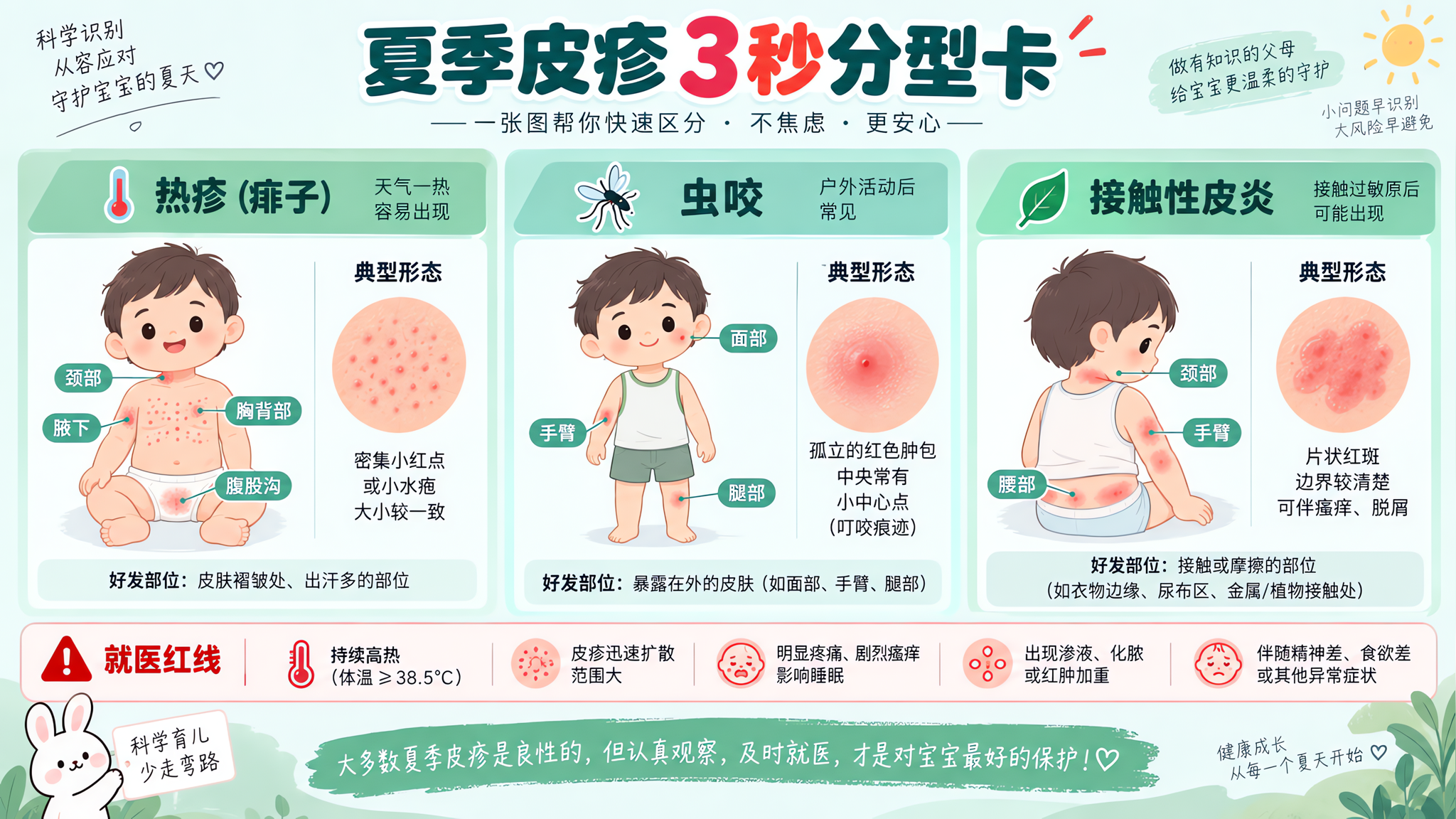 宝宝夏季红疹别乱涂 3秒分清痱子虫咬过敏