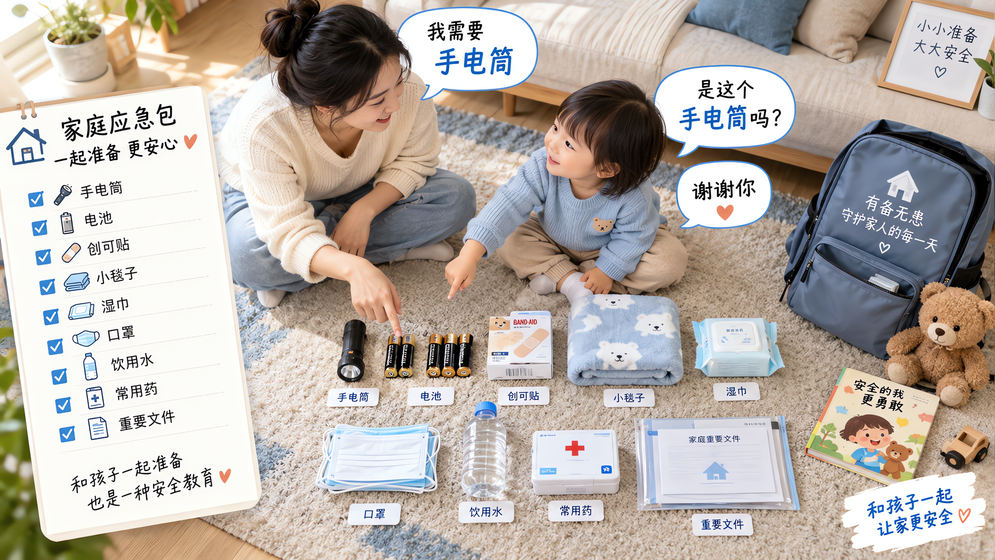 整理应急包别只说别碰 3句让娃学会求助确认