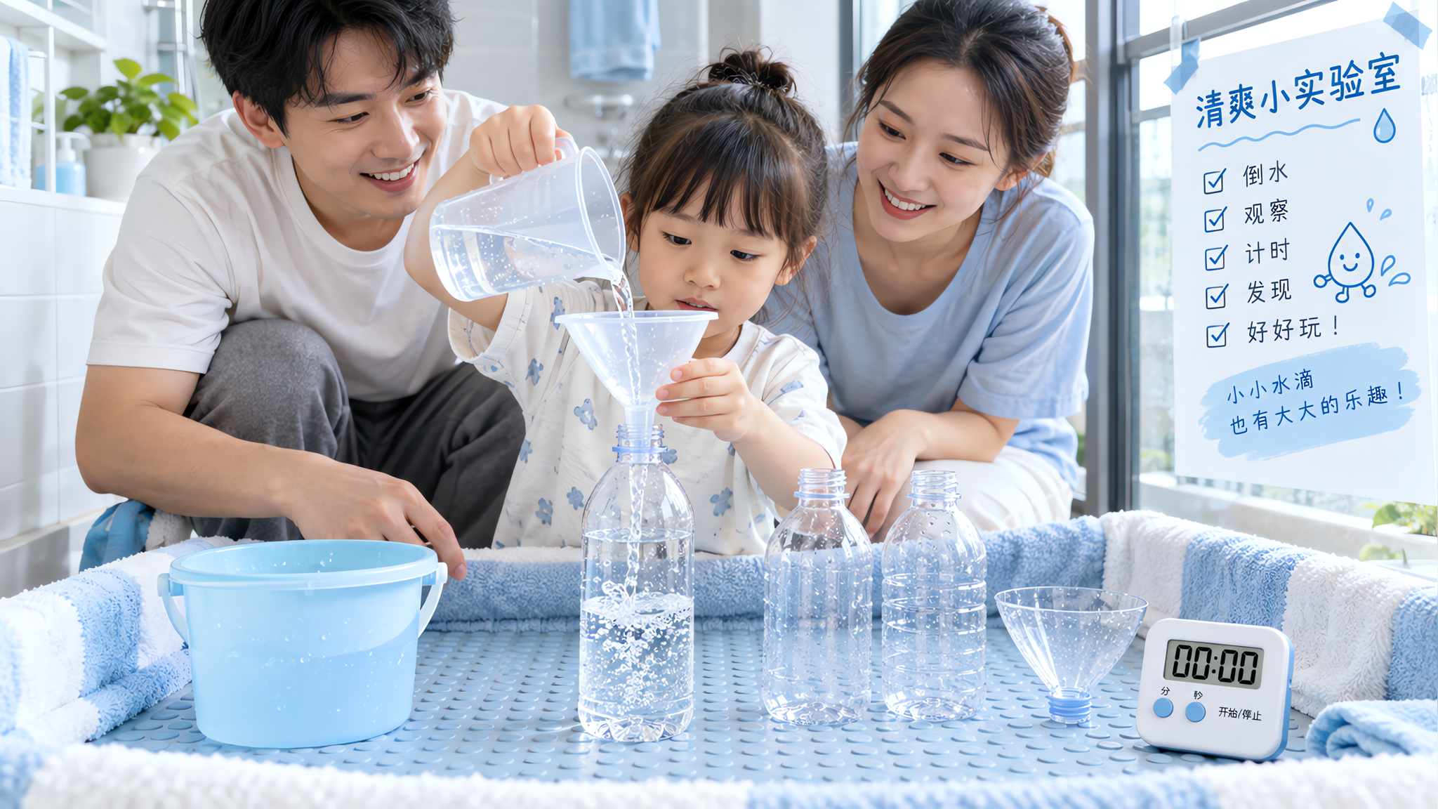 不出门也能玩水：3个废瓶微量戏水，15分钟不湿全屋