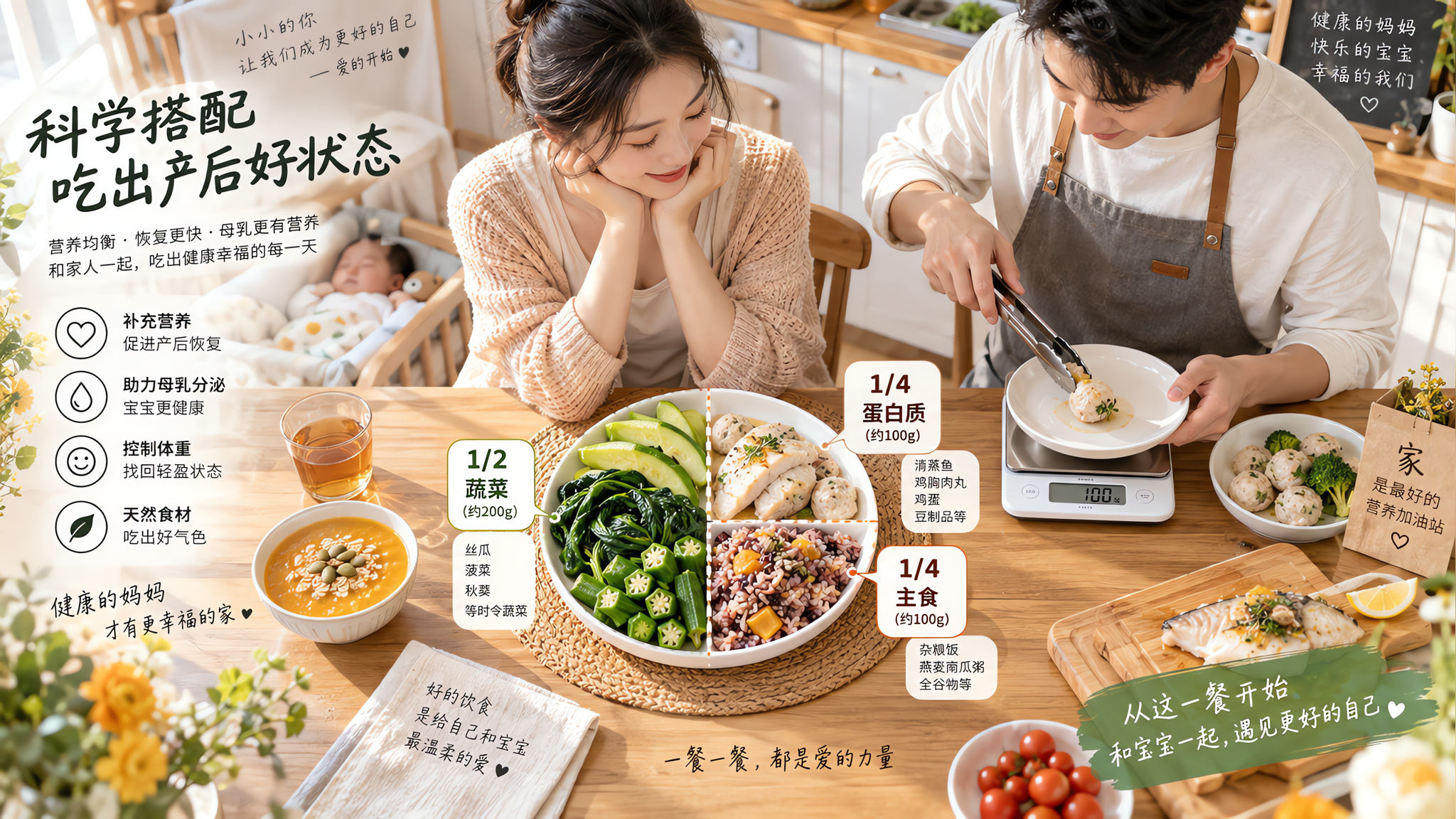 产后第8-14天没胃口？照这个餐盘吃，奶稳不腻不长肉