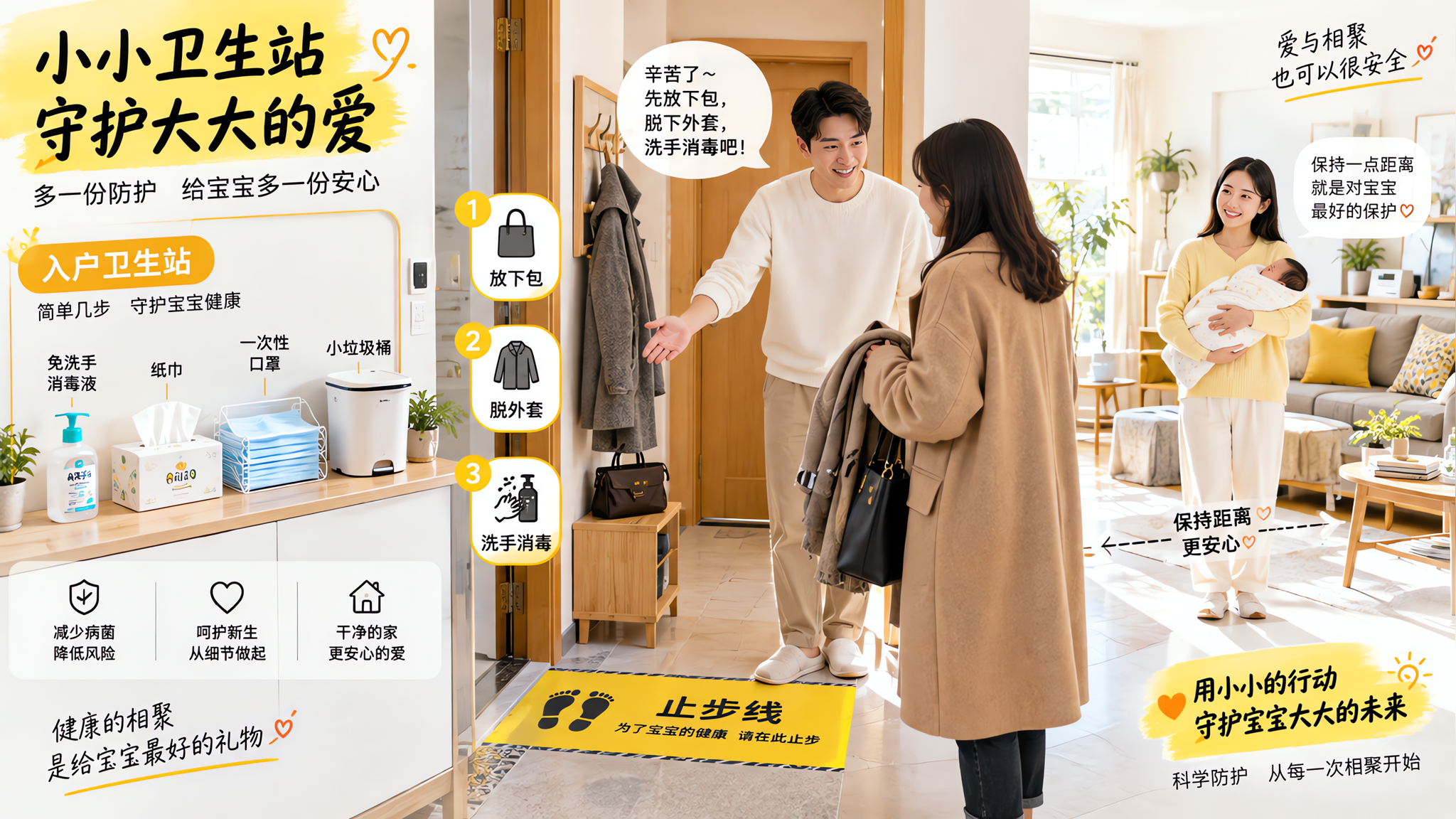访客来抱娃别硬扛：门口卫生站+抱前五步一次搞定