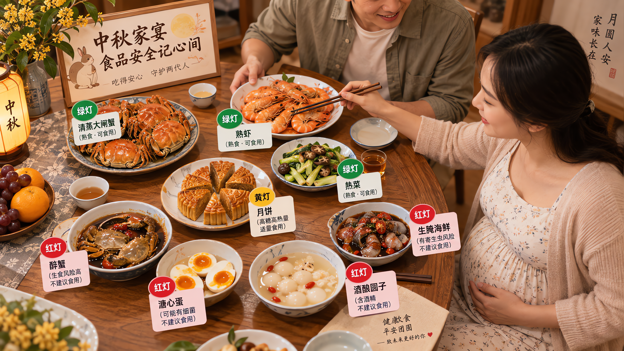 孕妈中秋家宴吃蟹指南：生腌醉蟹溏心蛋红灯