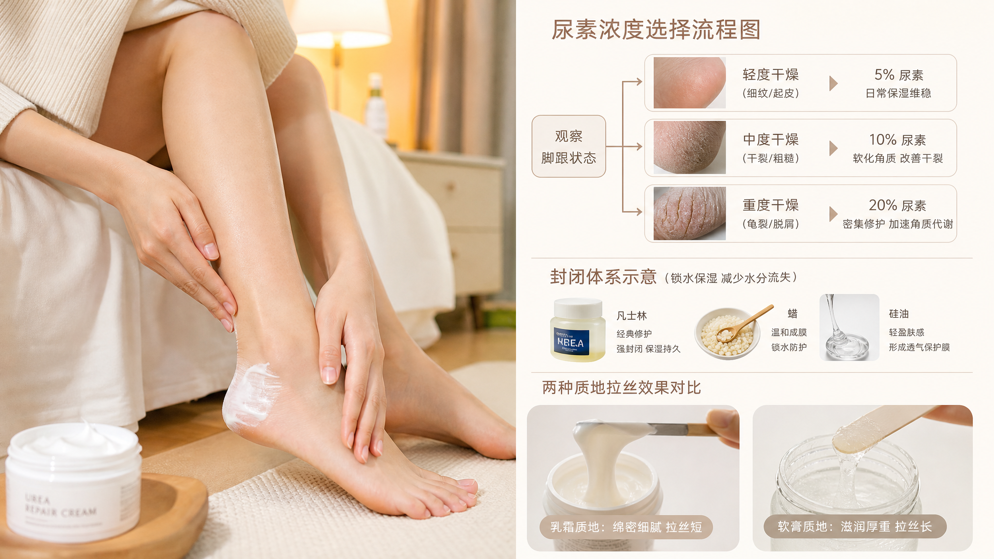 无酸足跟霜怎么选才不刺痛？看尿素浓度和封闭就够了