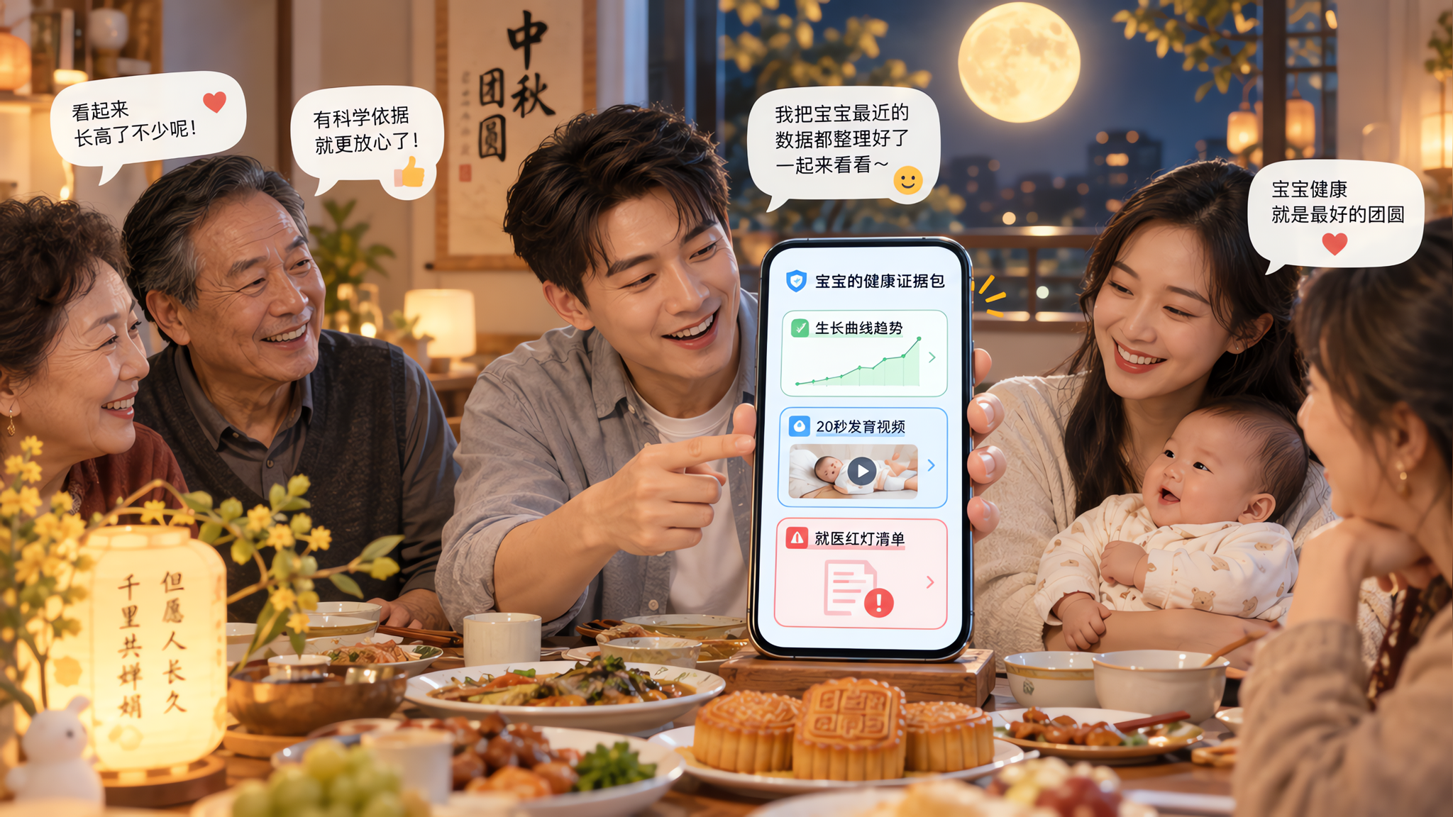 中秋家宴被问娃胖不胖？爸爸带证据包就够了