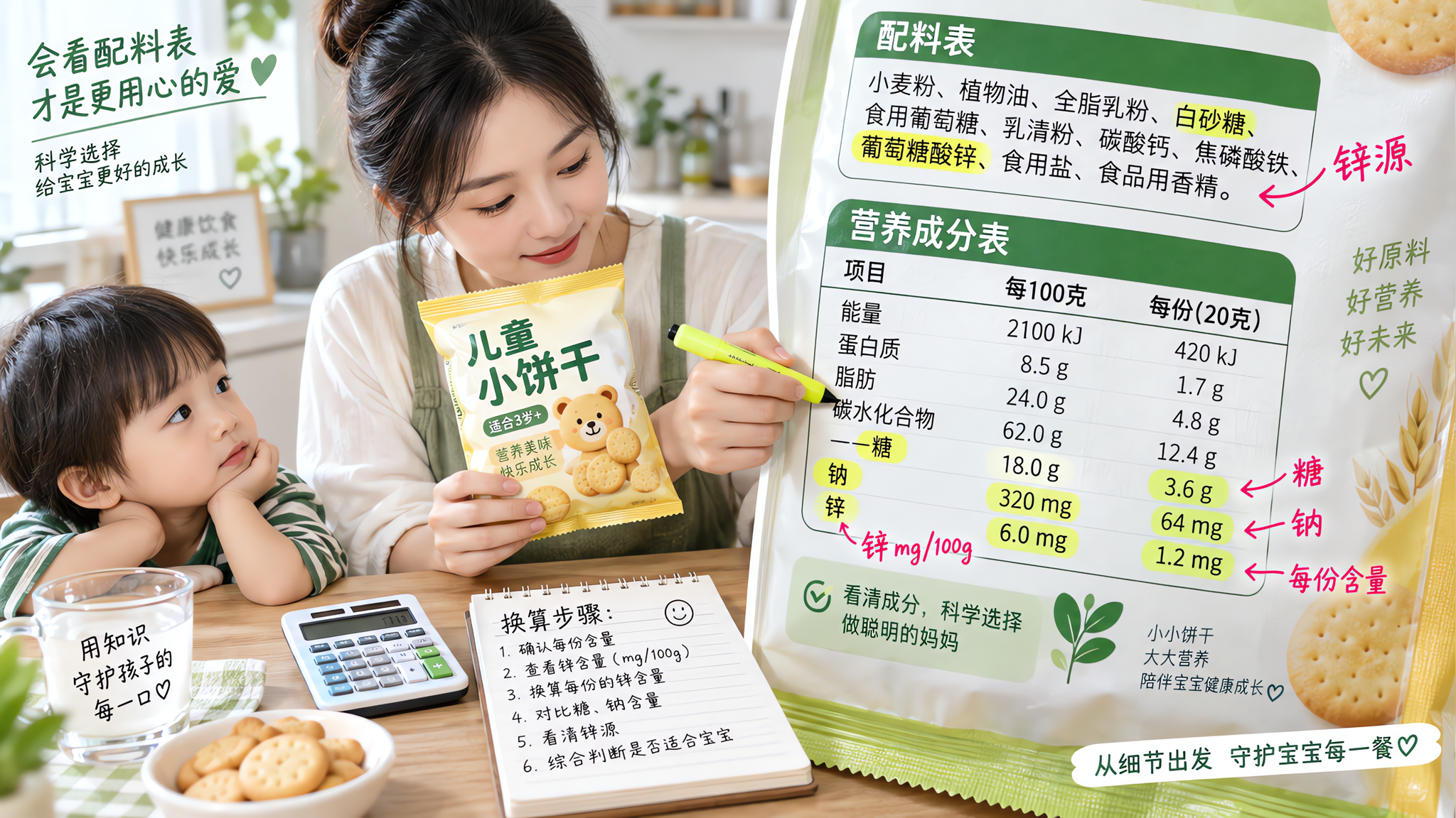 高锌小饼干别急买：3步看懂锌、糖、钠