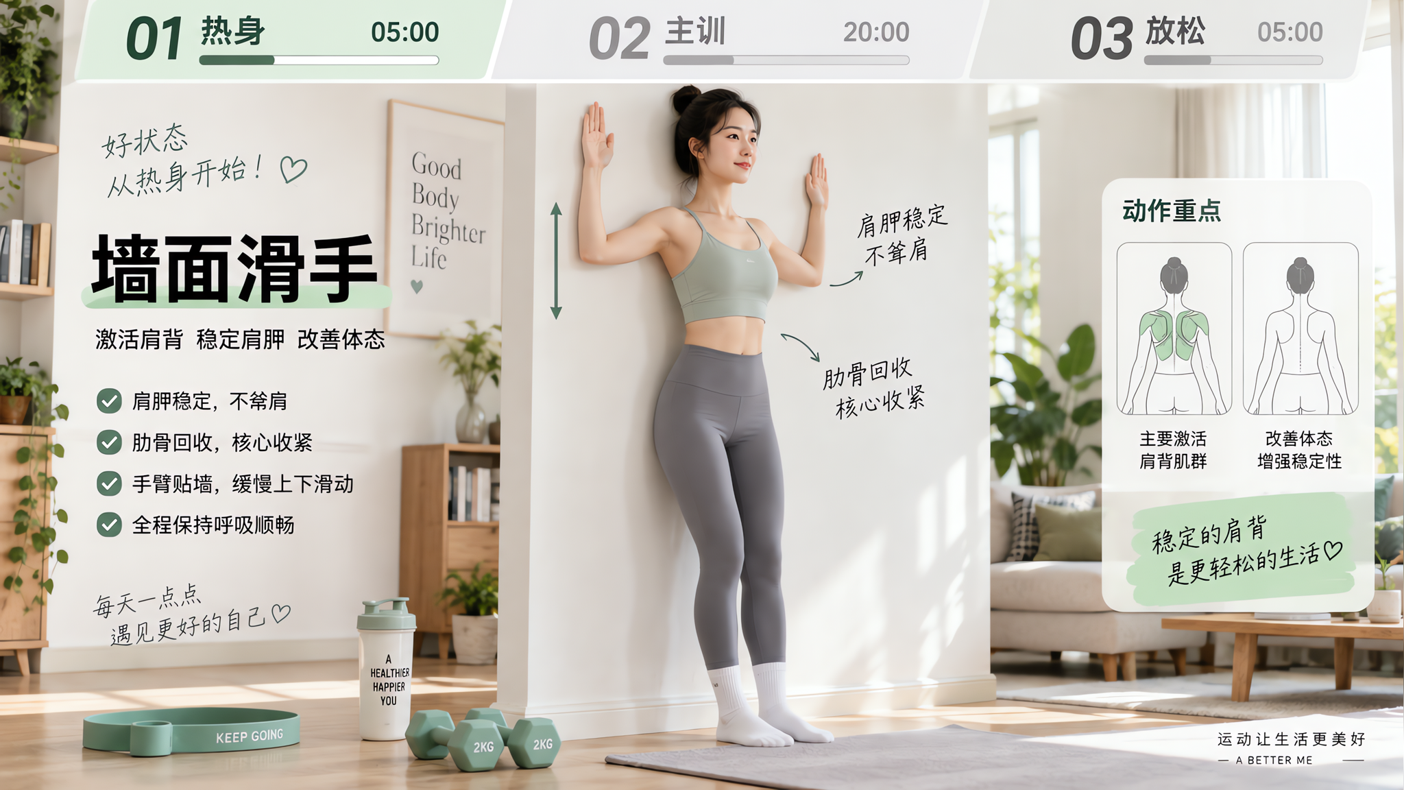 跳操跑步后锁骨紧胸口闷？先做3分钟肩胛热身