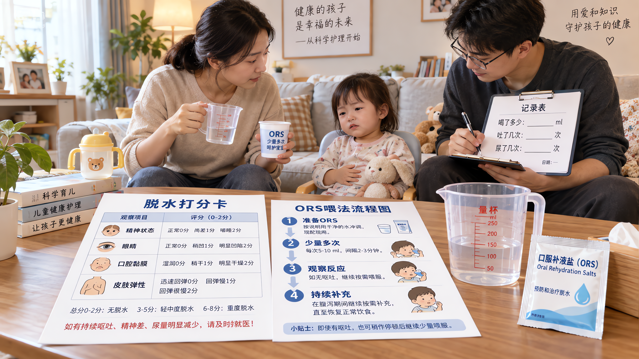 孩子吐拉别先止泻：脱水打分+ORS喂法一篇搞定