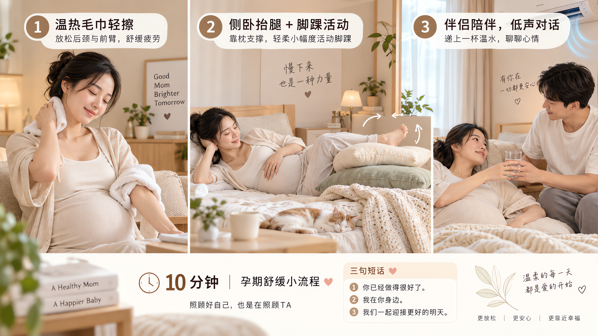 空调房忽冷忽热的孕妈：10分钟先舒缓再胎教