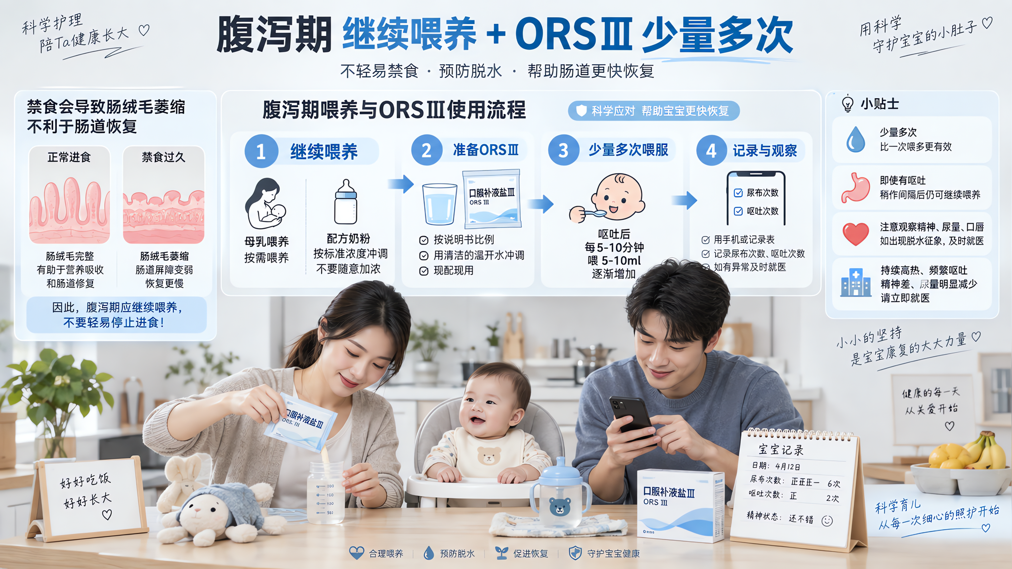 宝宝上吐下泻别先停奶：ORSⅢ+继续喂养更关键