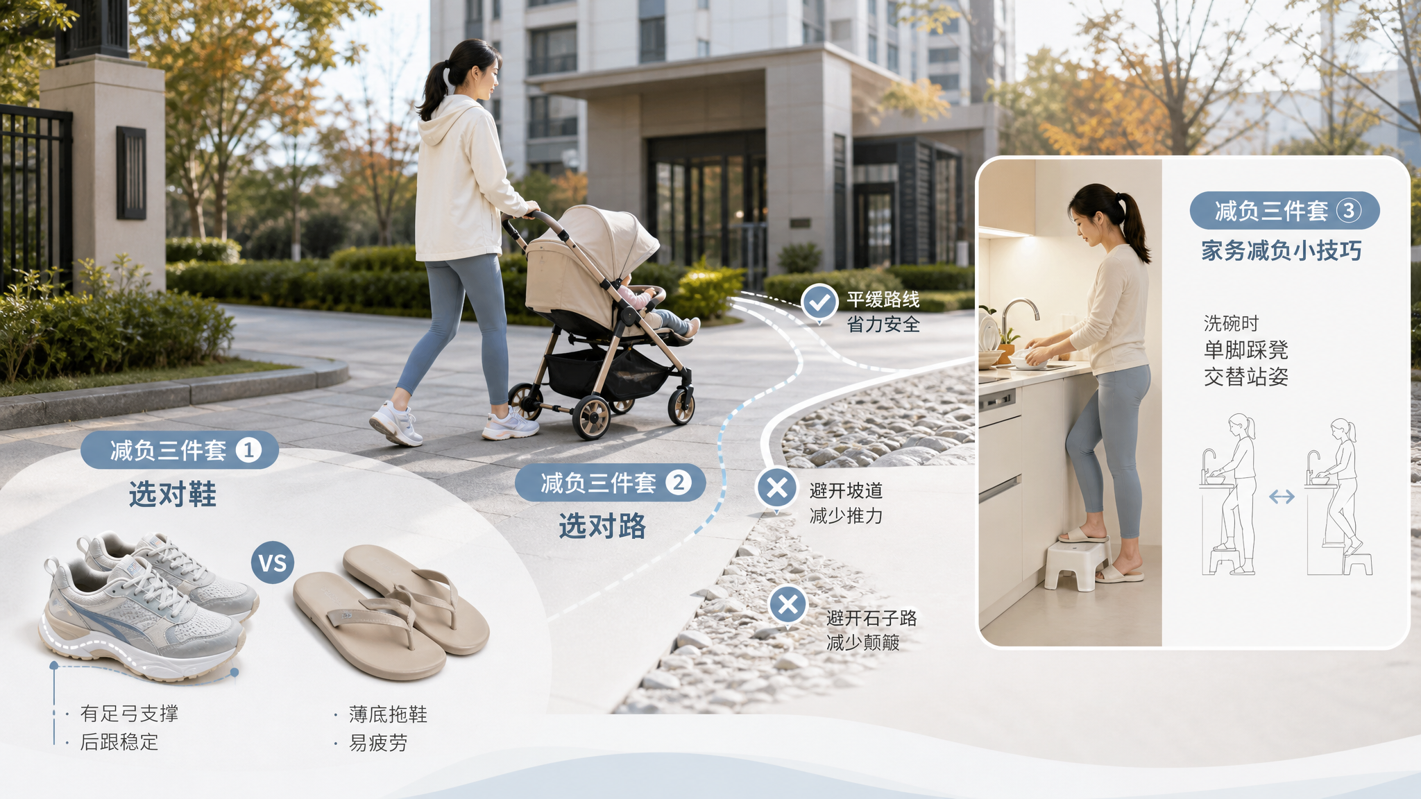 产后脚跟像踩钉子？先改3个动线就能减痛